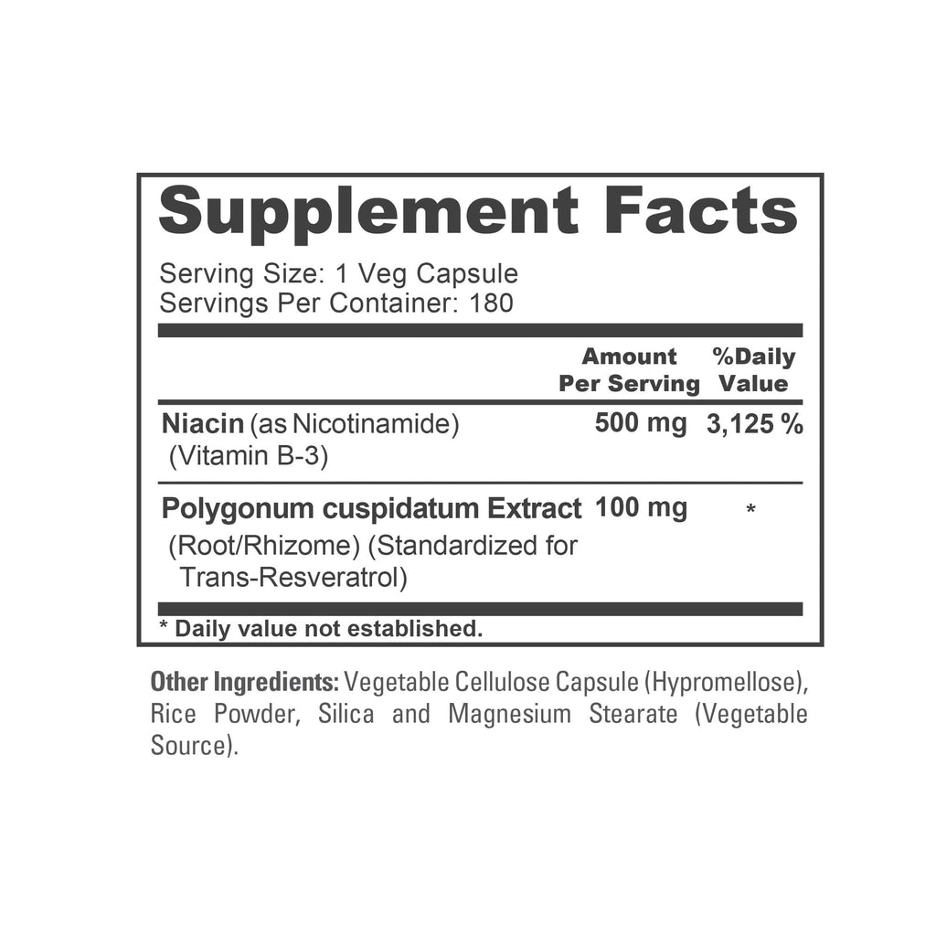 NusaPure Nicotinamide with Resveratrol (Vitamin B-3) 500 mg - 180 Vegetarian Caps (Non-GMO & Vegan) NusaPure Au supplements