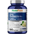 NusaPure White Mulberry Leaf Extract 10:1 Extract, 500 mg Equivalent to 5000mg 180 Veg Caps (Vegan, Non GMO Bioperine) NusaPure Au supplements