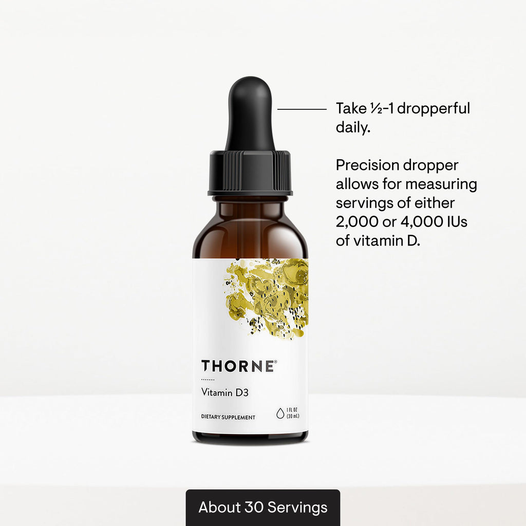 THORNE - Vitamin D3 with a Metered Dispenser - Liquid Vitamin D Vegan Supplement - Supports Healthy Bones, Teeth, Muscles, Cardiovascular & Immune Function* - 4,000 IU - 1 Fl Oz (30 mL) - 30 Servings THORNE Au supplements