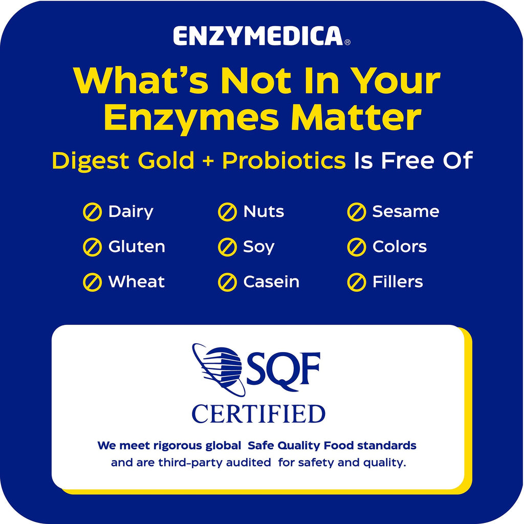 Enzymedica Digest Gold + Probiotics - Digestive Enzyme Supplement for Women & Men, Enzyme and Probiotic Capsules for Digestion, Gut Health Support,