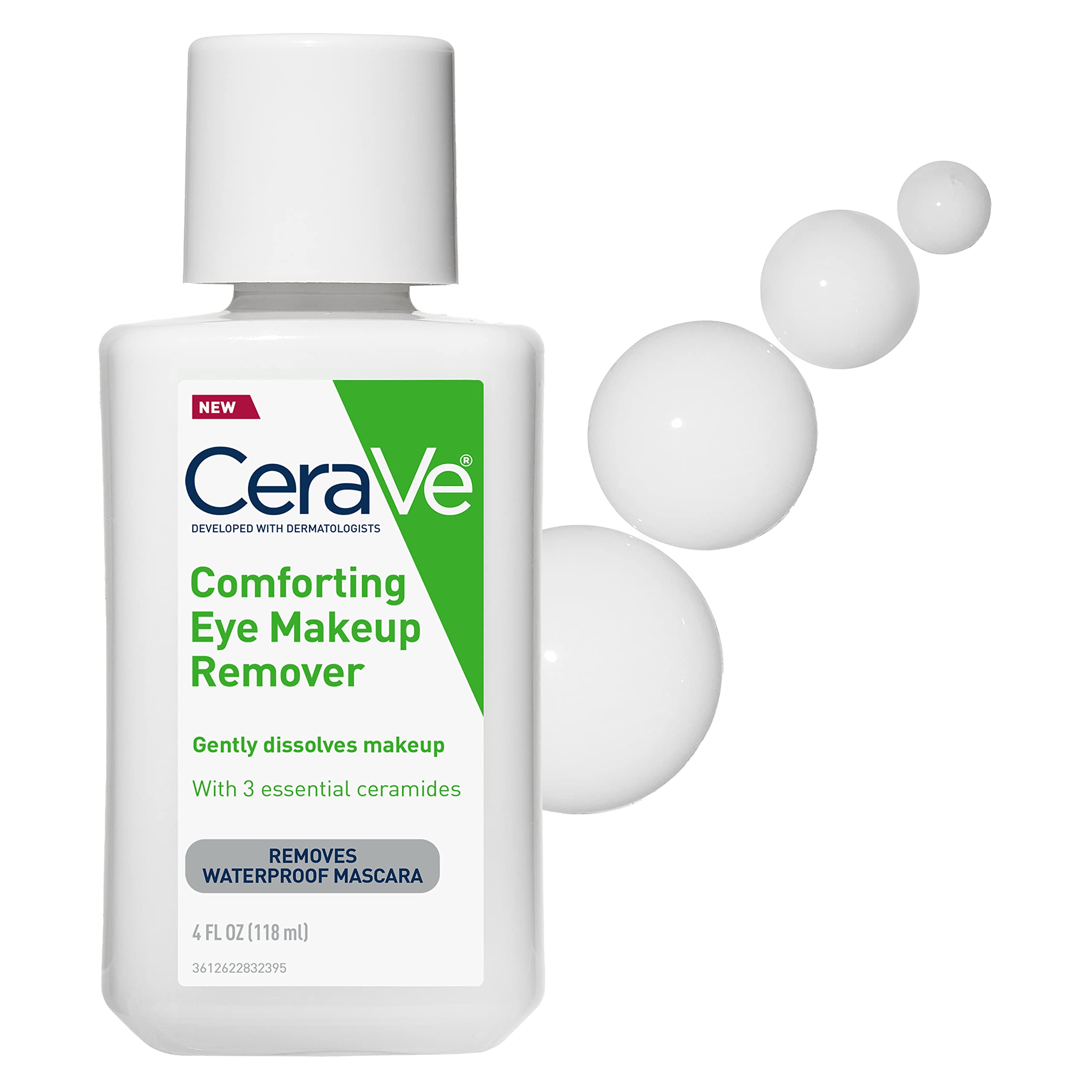 CeraVe Eye Makeup Remover with Hyaluronic Acid and Ceramides, Waterproof, Non-Comedogenic, Fragrance Free
