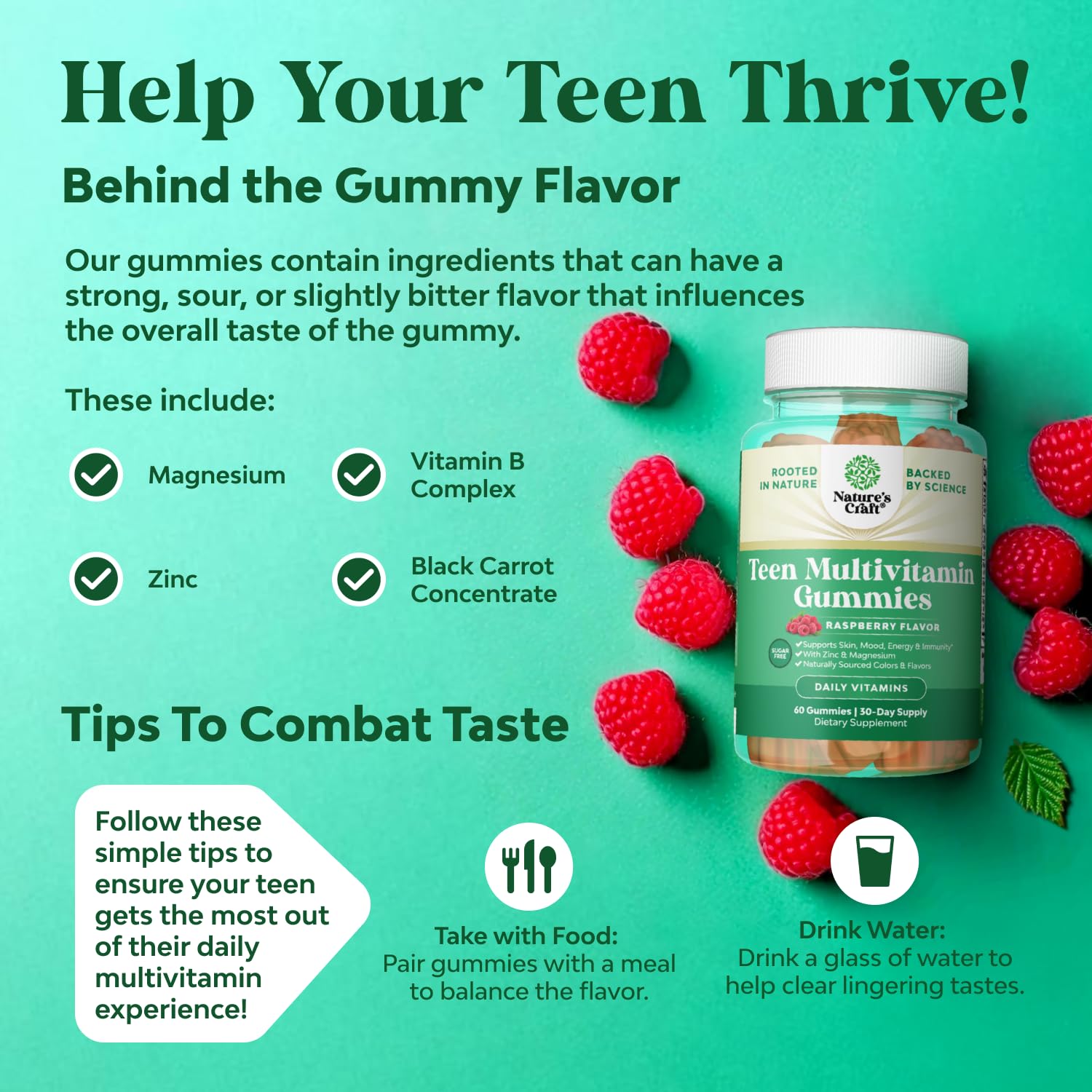 Teen Multivitamin Gummies 12-17 - Teen Boys & Girls Gummy Vitamins for Better Skin, Immune Strength, Mood & Energy Support - Teenage Girl & Boy Supplements