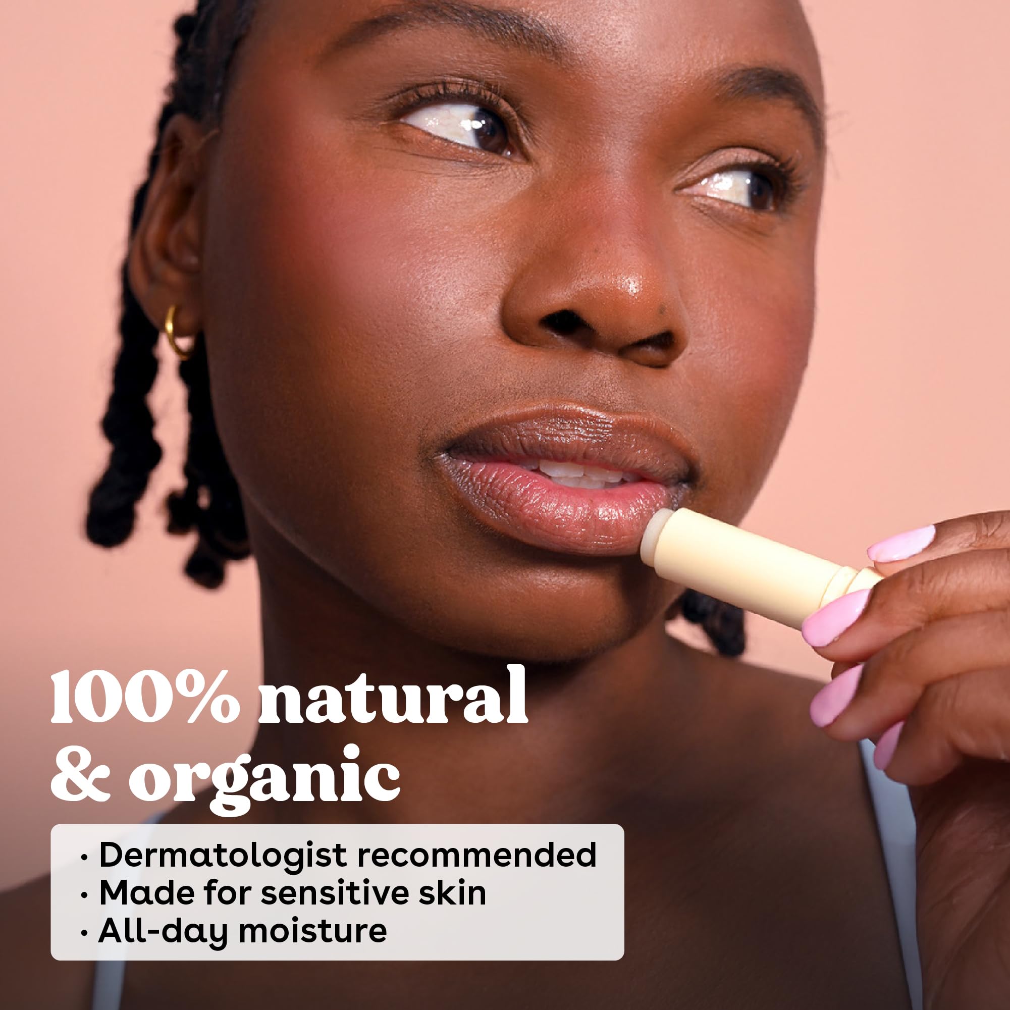 eos 100% Natural & Organic Lip Balm - Strawberry Sorbet, All-Day Moisture, Dermatologist Recommended for Sensitive Skin Care, Lip Care Products, 0.25 oz
