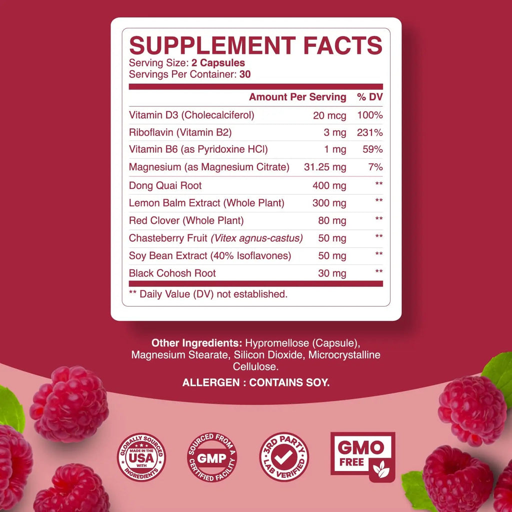 Natural Menopause Supplements for Women Health - Natural Hormone Balance for Women Plus Adrenal Support Menopause Relief and Thyroid Support with Dong Quai Root and Black Cohosh for Menopause Phytoral Au supplements