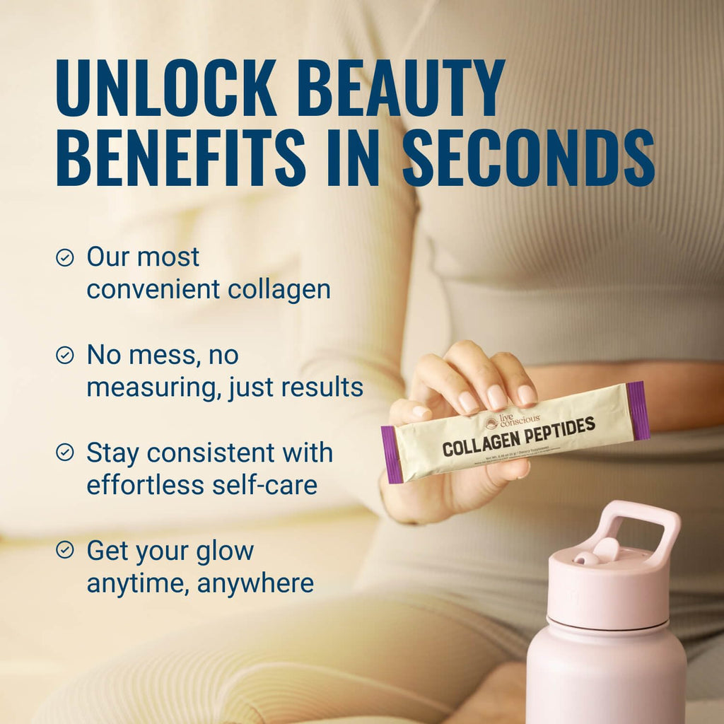 Live Conscious Collagen Peptides Powder - Naturally-Sourced Hydrolyzed Collagen Powder - Hair, Skin, Nail, and Joint Support - Type I & III Grass-Fed Collagen