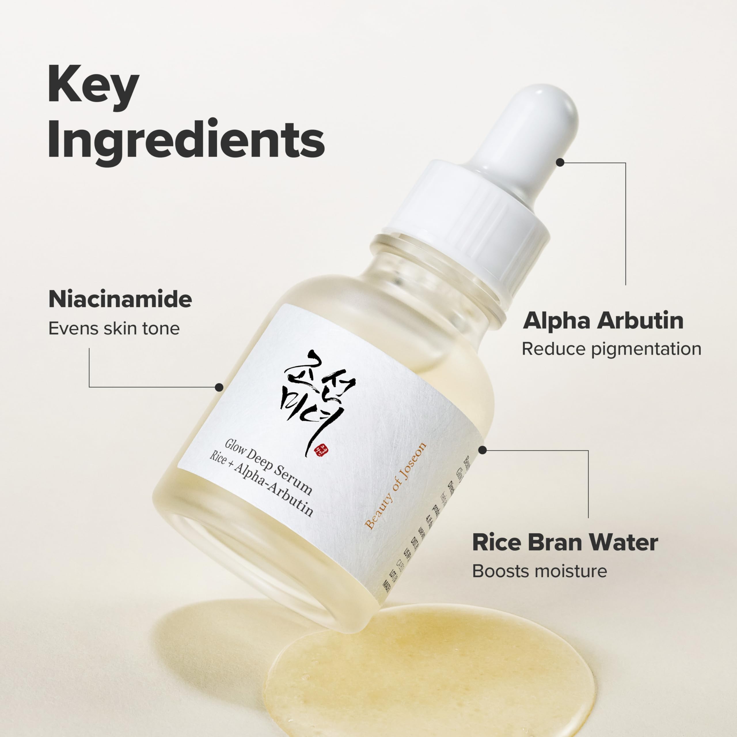 Beauty of Joseon Glow Deep Serum Rice Alpha-Arbutin for Uneven Dull Skin Tone, Daily Korean Skin Care