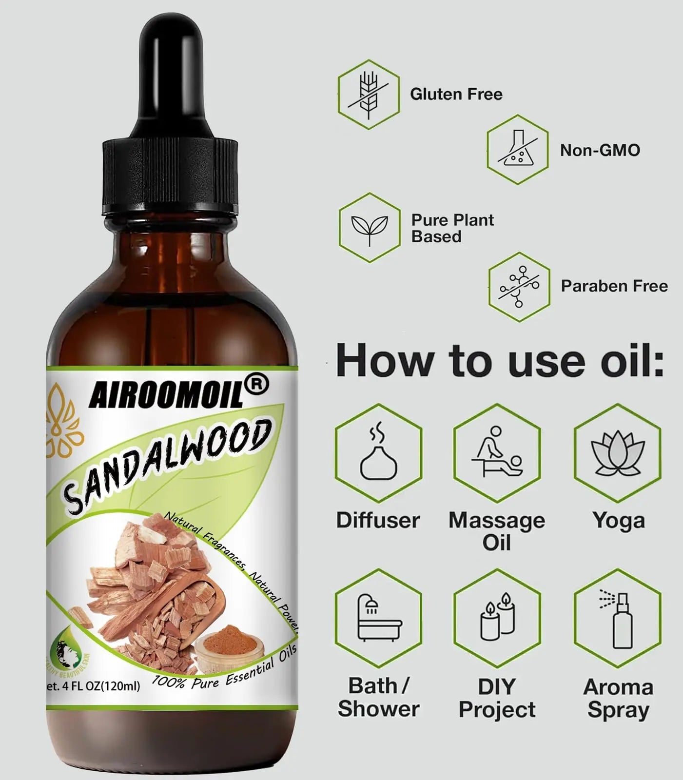 Sandalwood Essential Oil Woodsy Fragrance for Aromatherapy Diffuser Perfume Scents Oil airoomoil Au supplements