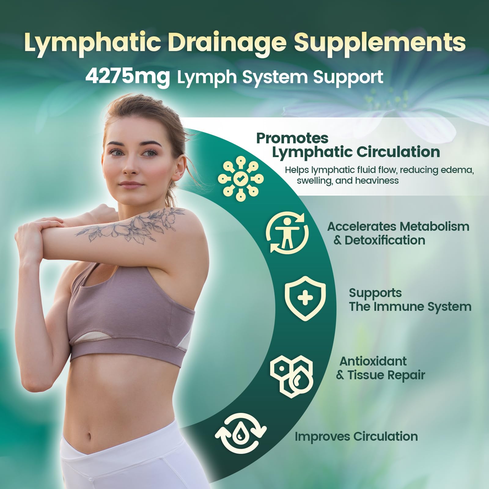 Lymphatic Drainage Supplements, 240 Softgels, Lymph System Support Supplement for Women & Men, 21-in-1 Herbal Blend with Echinacea, Dandelion, Burdock