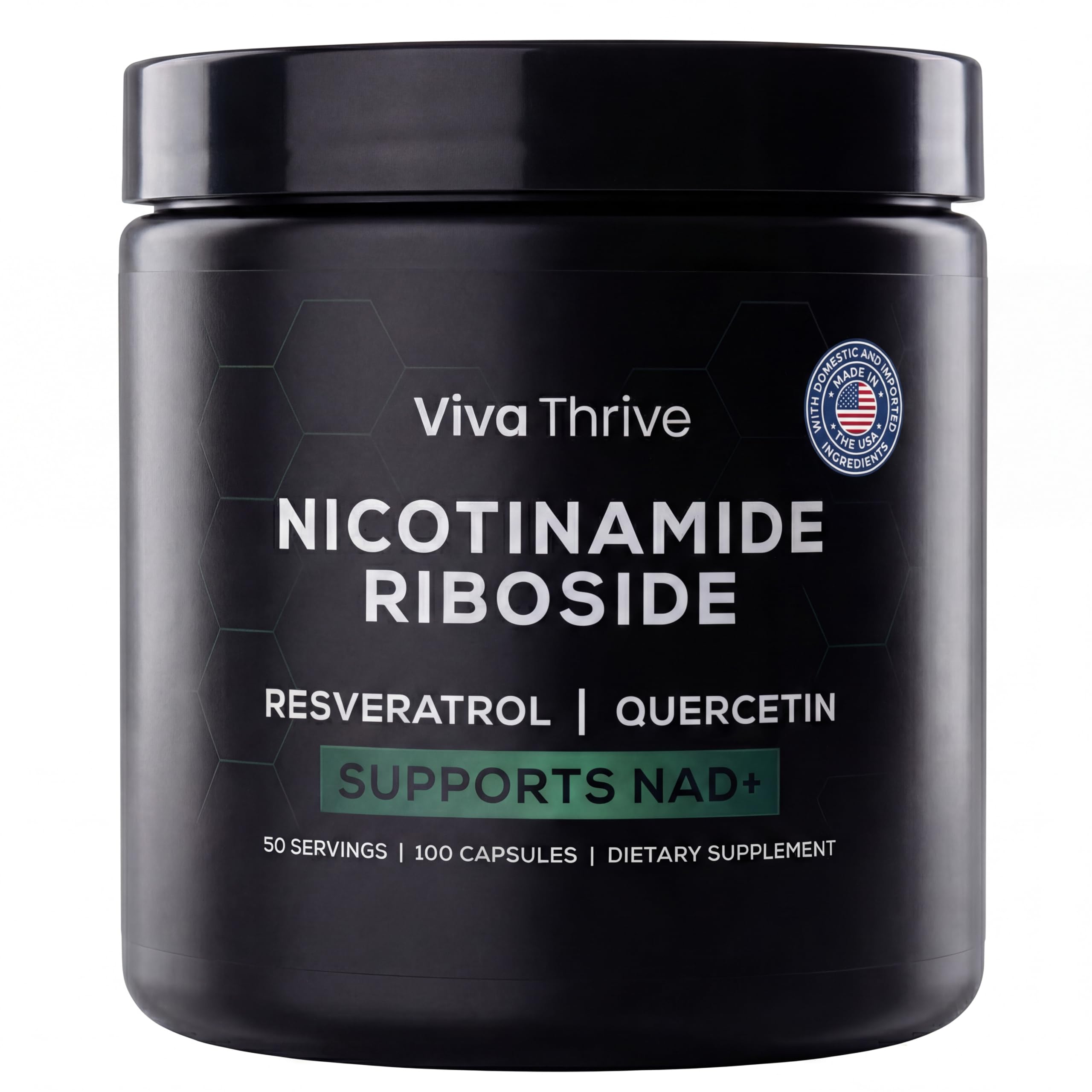 VivaThrive Advanced NAD+ Complex - NMNH Supplement Alternative - 50 Day Supply - Triple Action NAD+ Supplement - Nicotinamide Riboside - Resveratrol - Quercetin - Third-Party Tested - Made in USA VivaThrive Au supplements