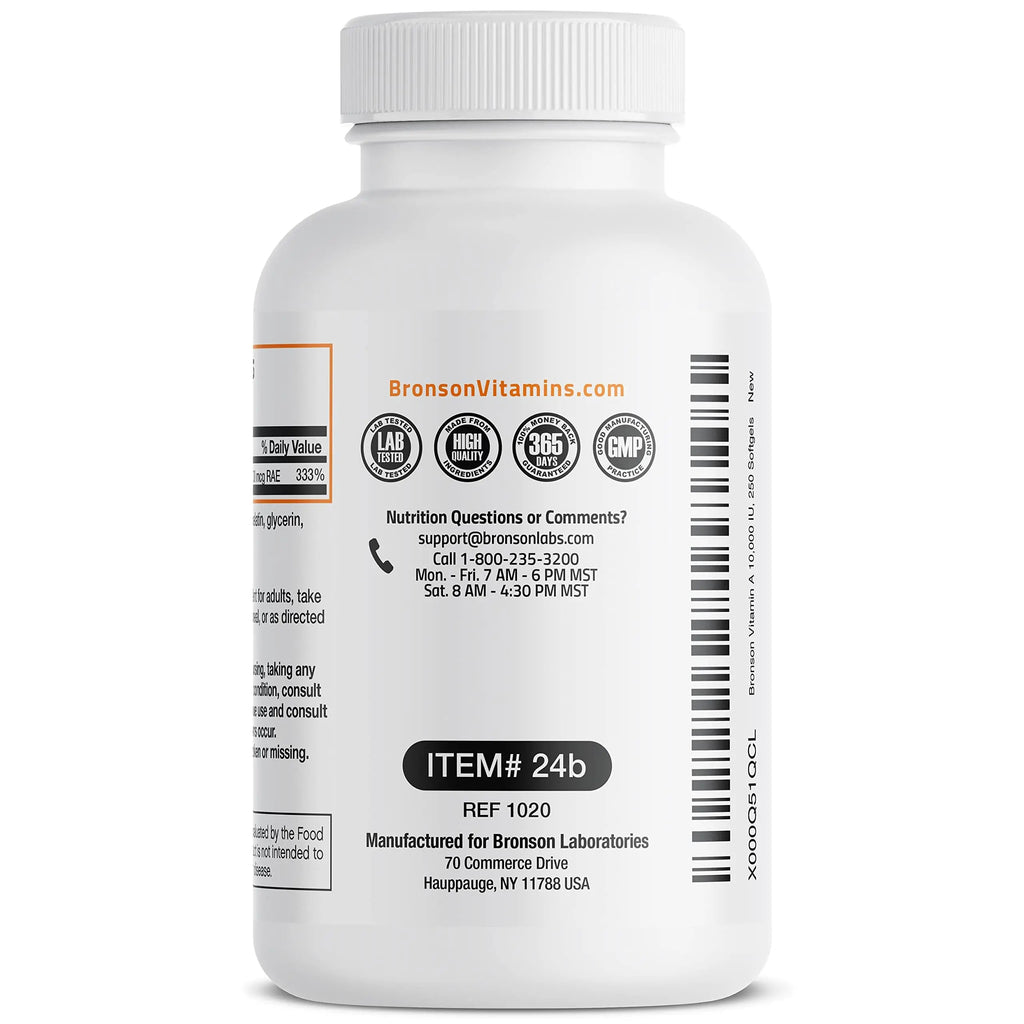 Bronson Vitamin A 10,000 IU Premium Non-GMO Formula Supports Healthy Vision Bronson Au supplements