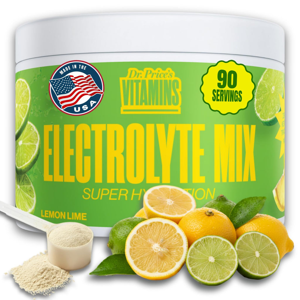Dr. Price’s Electrolytes Powder Bulk – Lemon Lime, 90 Servings | Sugar Free Hydration Drink Mix with 72+ Trace Minerals, Manganese | Keto Electrolytes