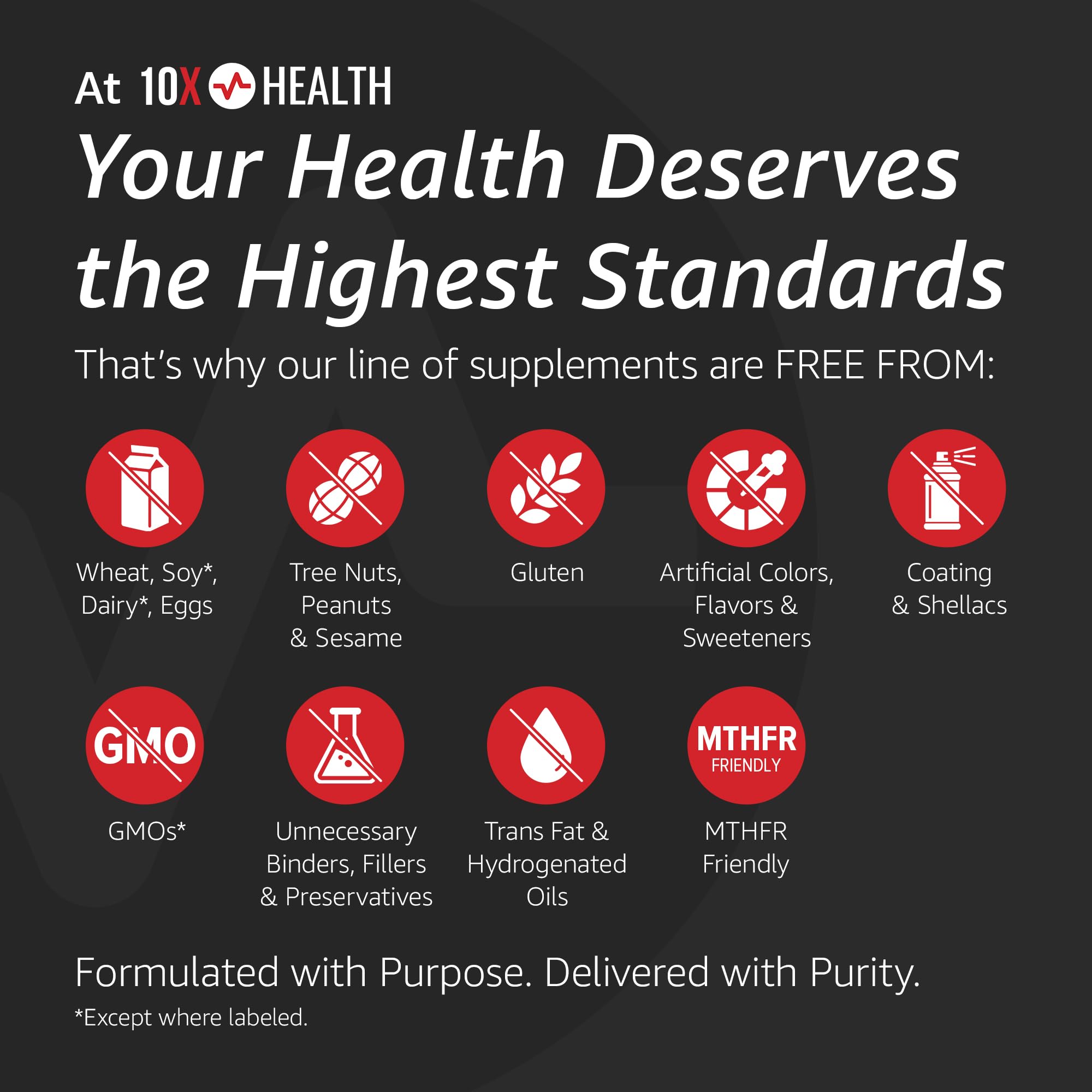 10X Health TMG Supplements - Trimethylglycine Supplement for Liver Support, Heart Wellness, Energy, Homocysteine Levels - TMG Capsules with Betaine Anhydrous