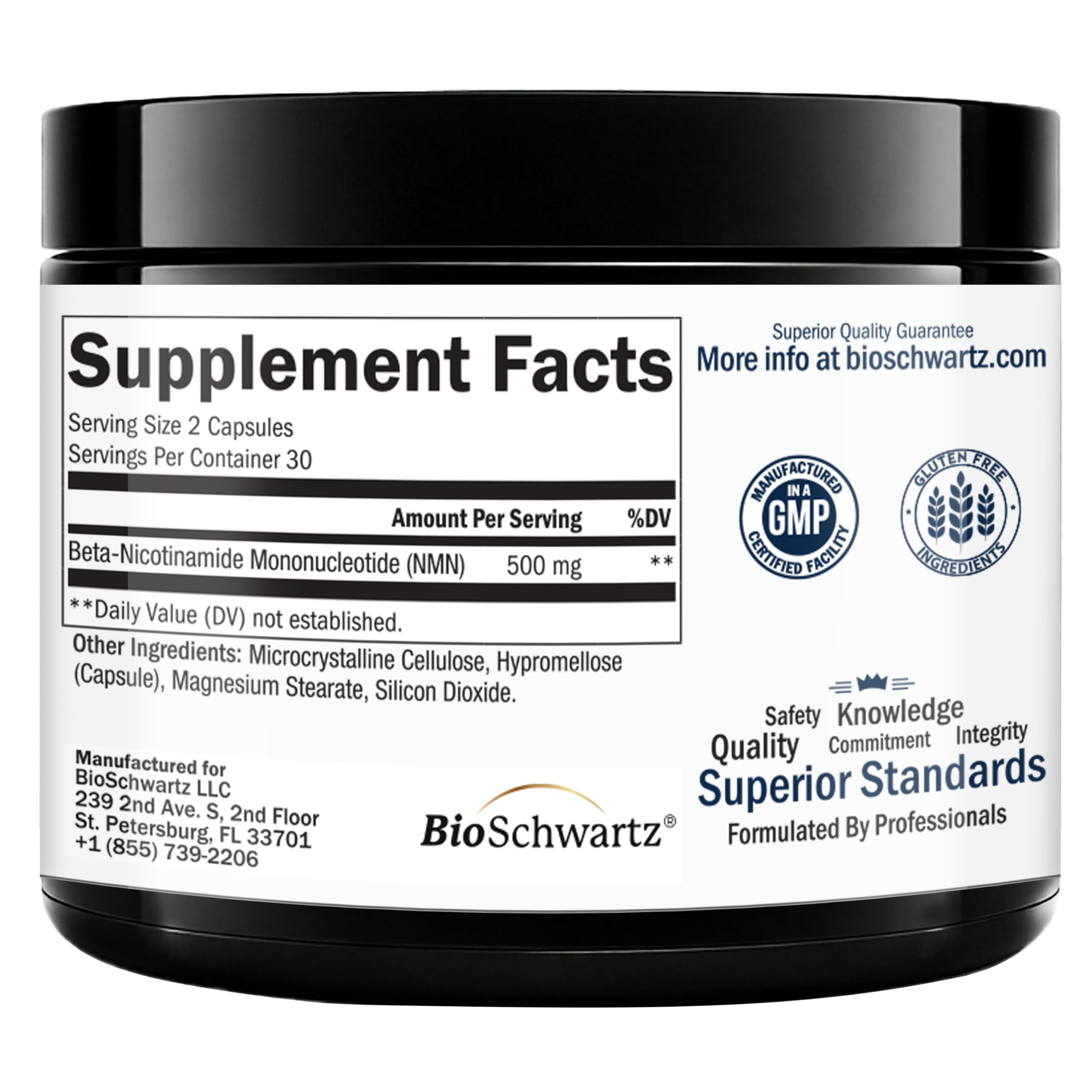 BioSchwartz NMN Supplement - 500mg Nicotinamide Mononucleotide - 30 Servings, 60 Capsules - Made in The USA with Premium Globally Sourced Ingredients, Third-Party Tested, Gluten-Free NMN Supplement BioSchwartz Au supplements