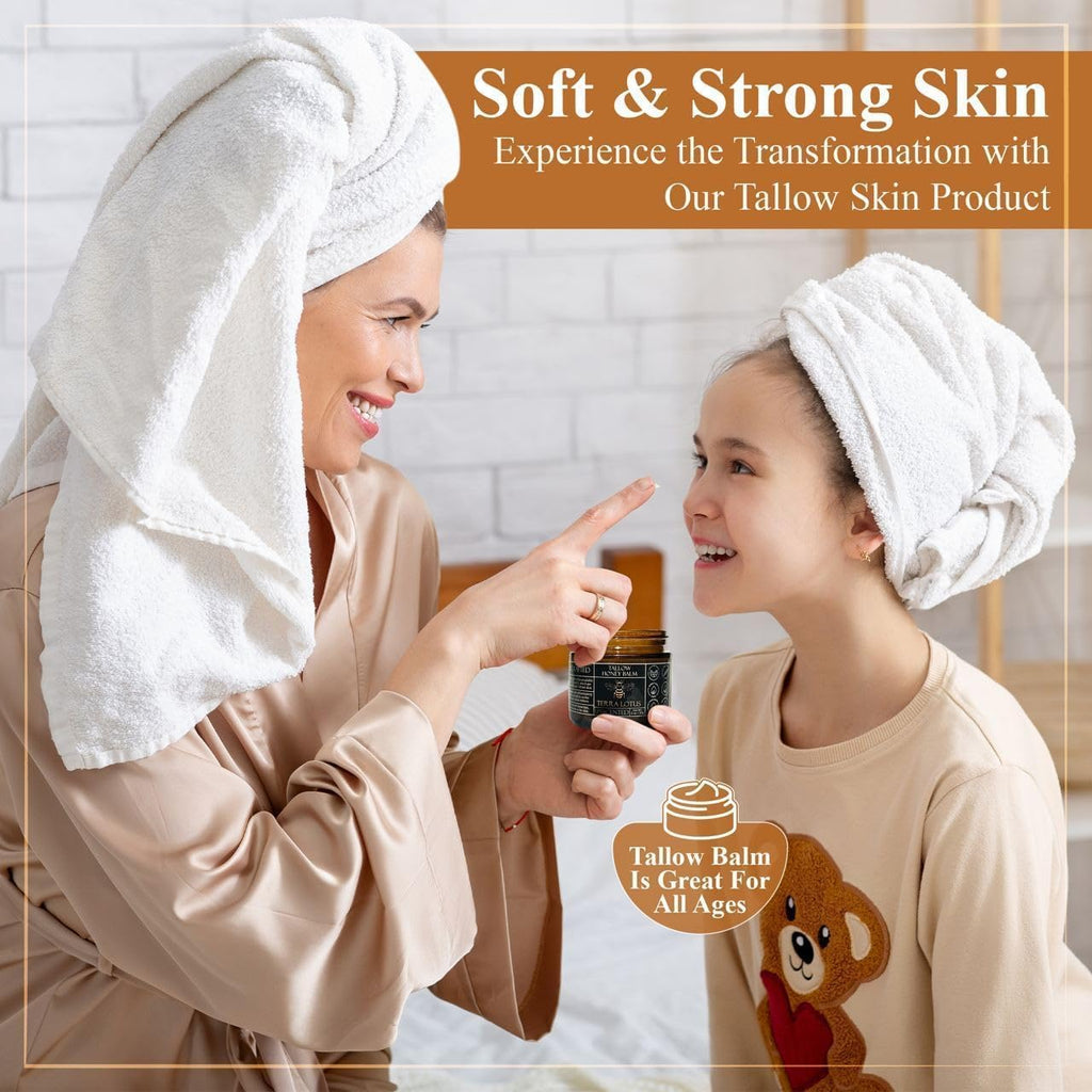 Terra Lotus - Organic Grass-Fed Beef Tallow Balm with Raw Honey - Moisturizing Cream