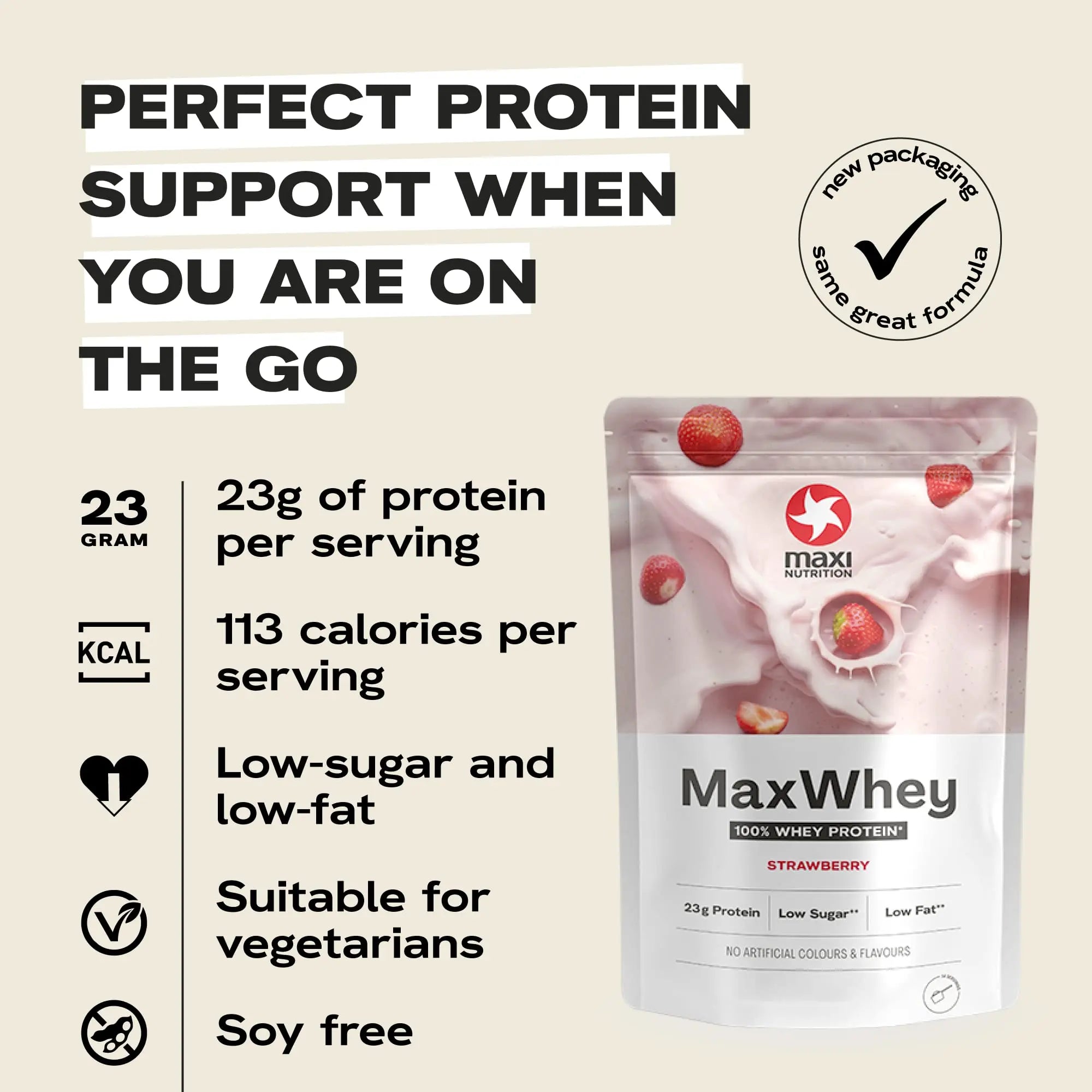 MaxiNutrition - MaxWhey - Whey Protein Powder Strawberry - Low-Fat - Low Sugar MaxiNutrition Au supplements
