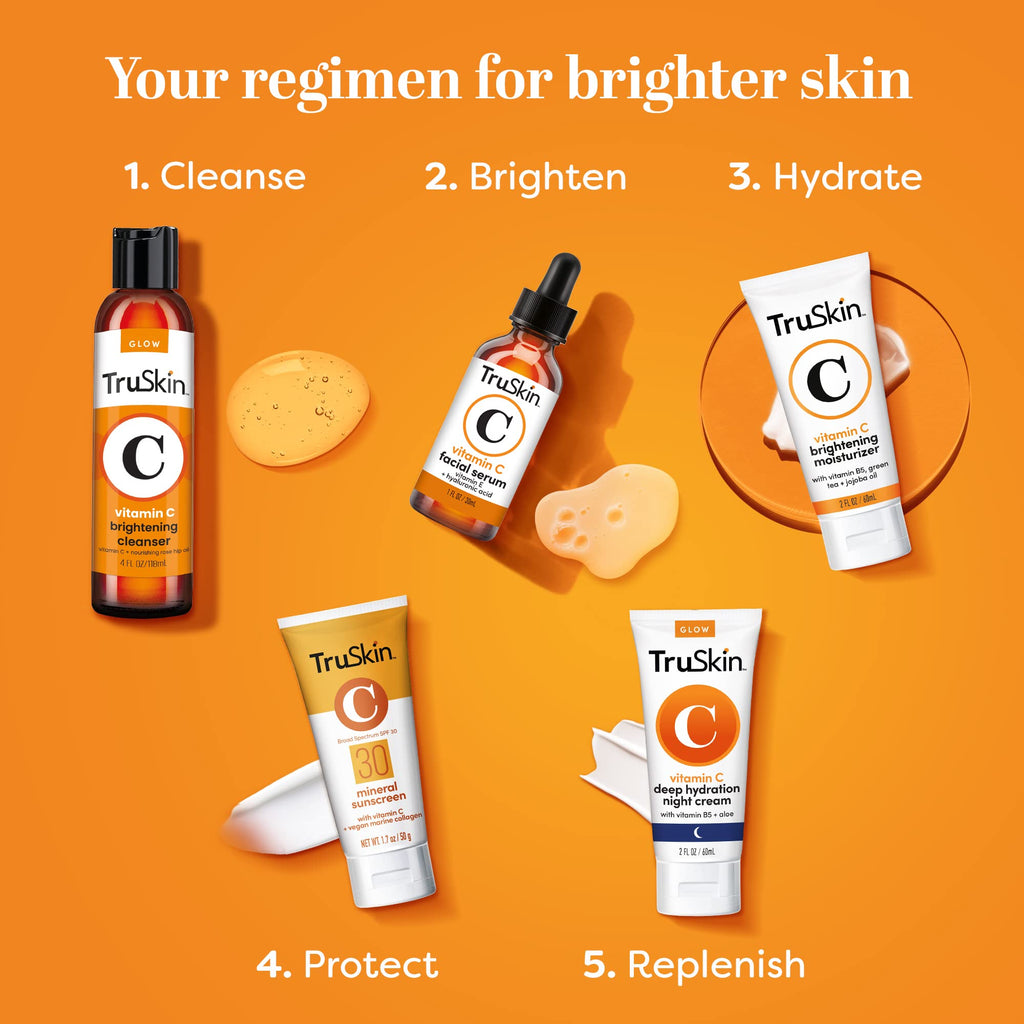 TruSkin Mineral Sunscreen SPF 30 for Face - Zinc Oxide Broad Spectrum Protection with Squalane, Vitamin C & Marine Collagen