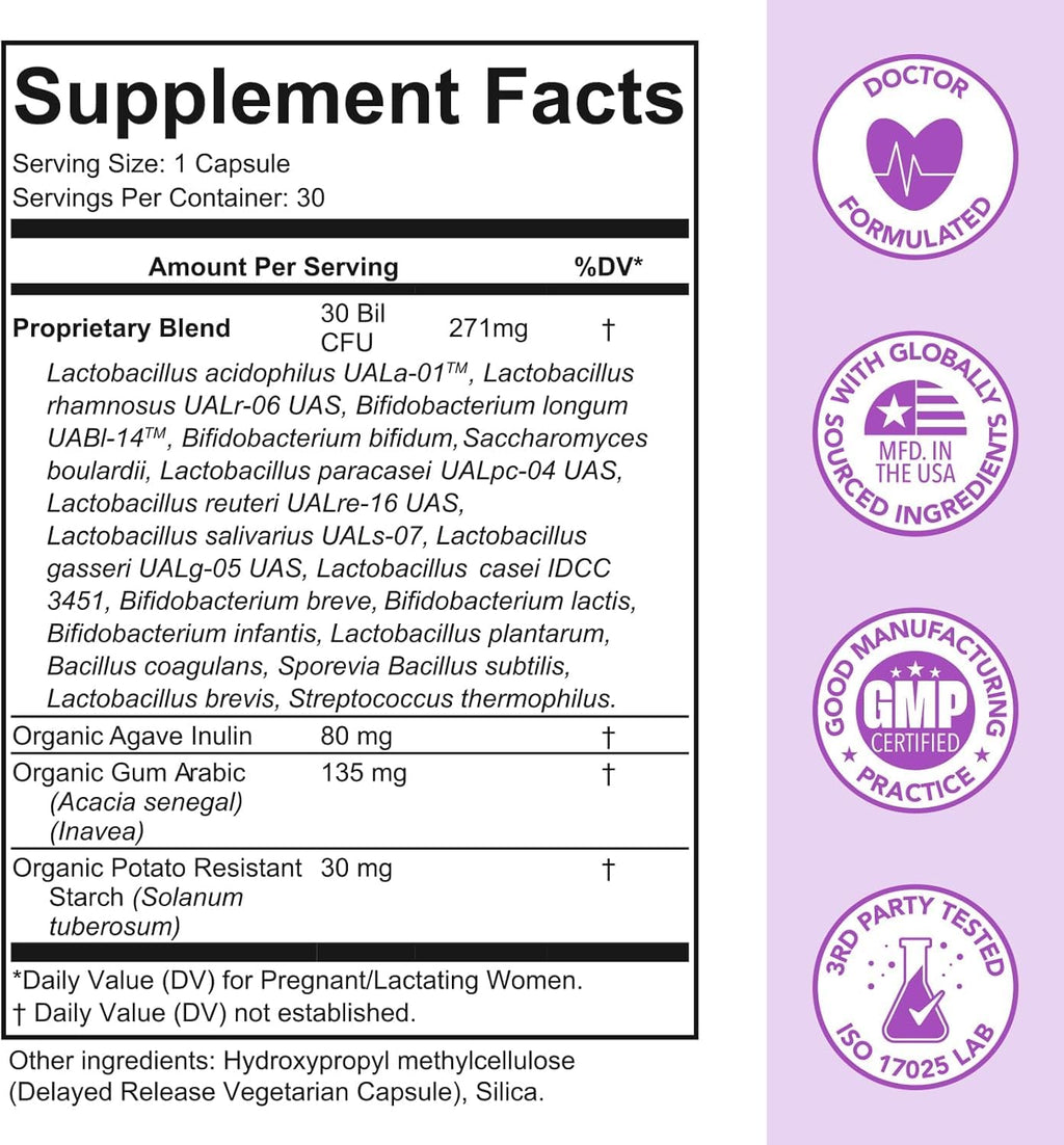 Premom Prenatal Prebiotics & Probiotics for Women, 30 Billion CFU, 18 Strains, Organic Prebiotic & Womens Probiotic, Vaginal, Gut, & Digestive Health + Immune Support Supplement