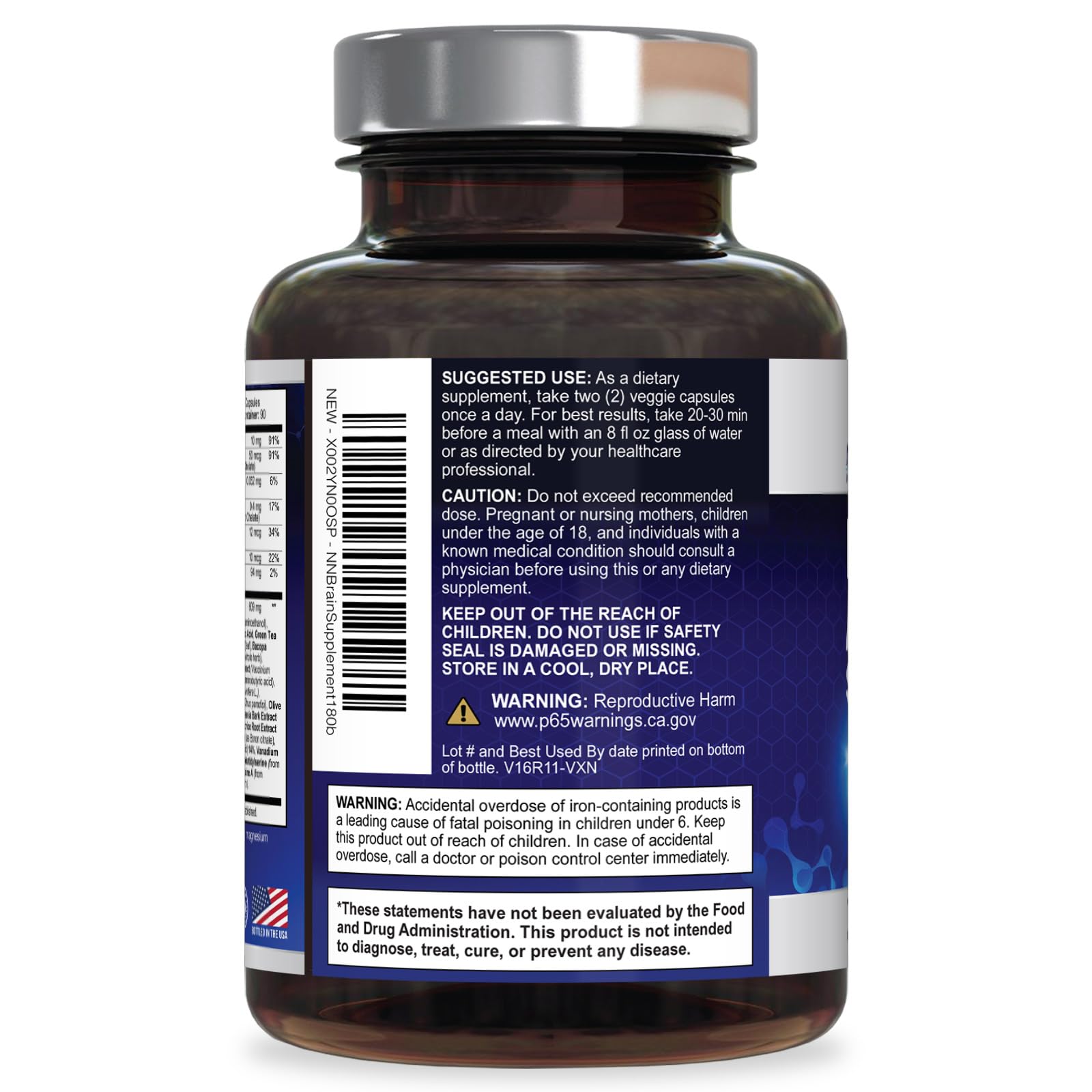 Brain Memory Supplement Pills - 3X Strength Nootropics for Concentration, Clarity & Focus Support - Brain Health Cognitive Vitamins with Bacopa, Phosphatidylserine & DMAE, Brain Booster - 180 Capsules Nature's Nutrition Au supplements