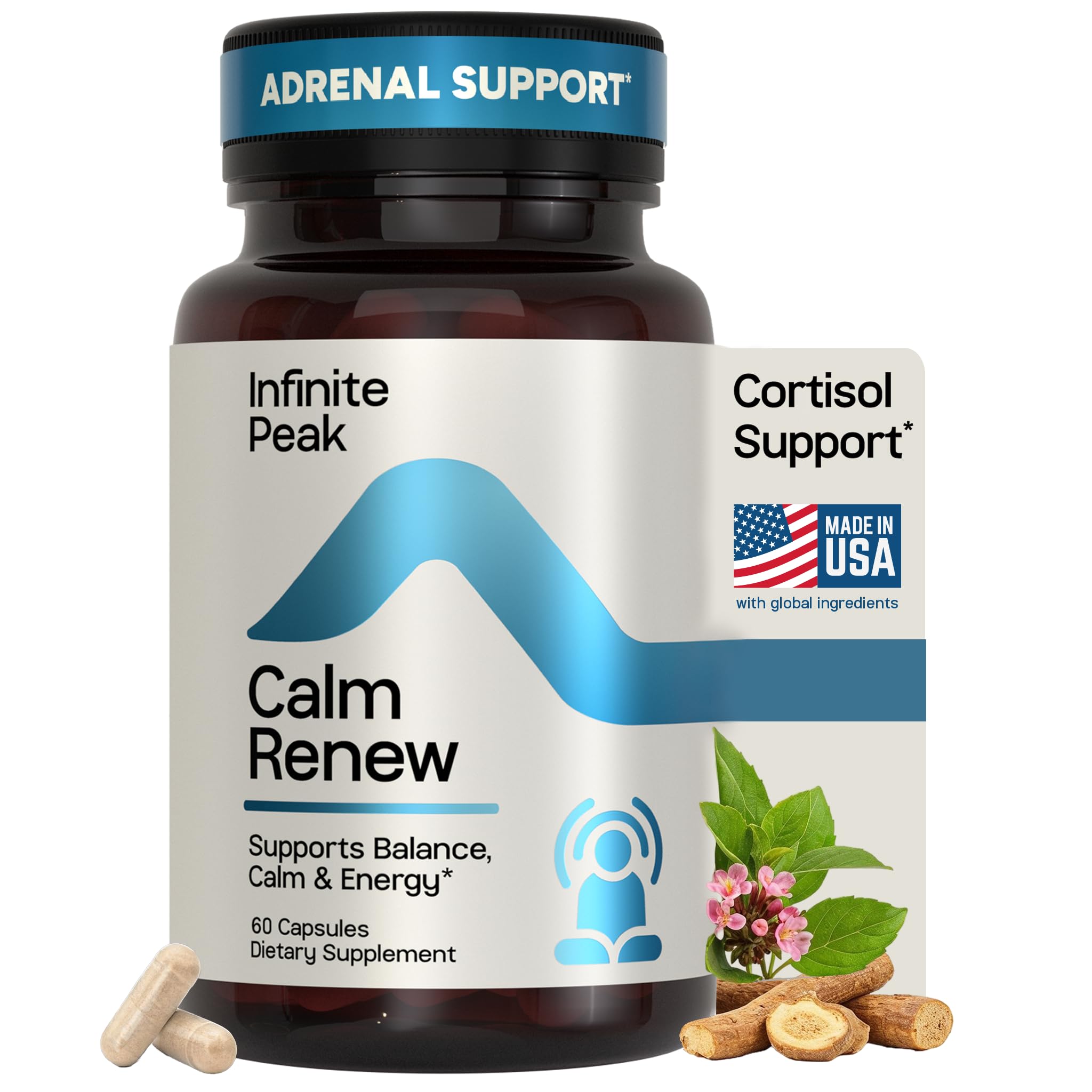 Cortisol & Adrenal Support for Busy Women, Stress Support with Ashwagandha, Rhodiola & Holi Basil | Helps Emotional Balance | Cortisol Supplements for Women to Manage your Day | Non-GMO | 60 Capsules INFINITE PEAK Au supplements