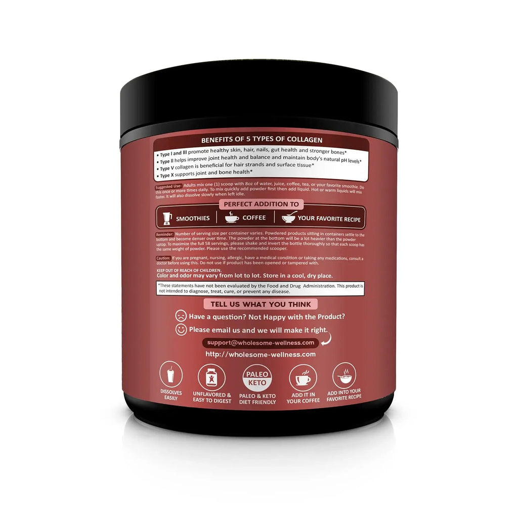Multi Collagen Protein Powder Hydrolyzed (Type I II III V X) Grass-Fed All-in-One Super Wholesome Wellness Au supplements