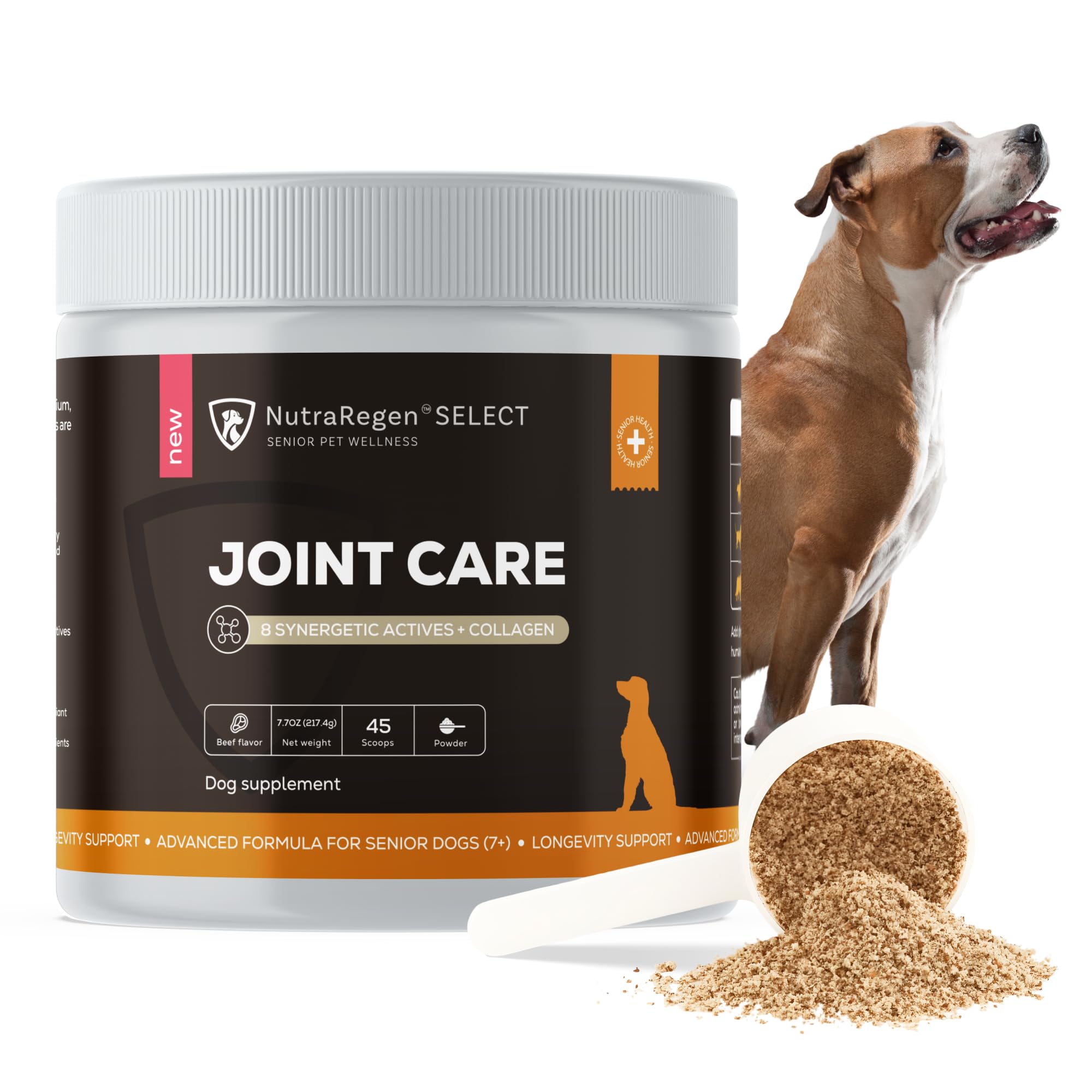 NutraRegen Select Senior Dog Joint Supplement 45 Scoops | Natural Glucosamine Chondroitin for Dogs with Collagen | Hip and Joint Powder | 7.7 Oz NutraRegen Au supplements