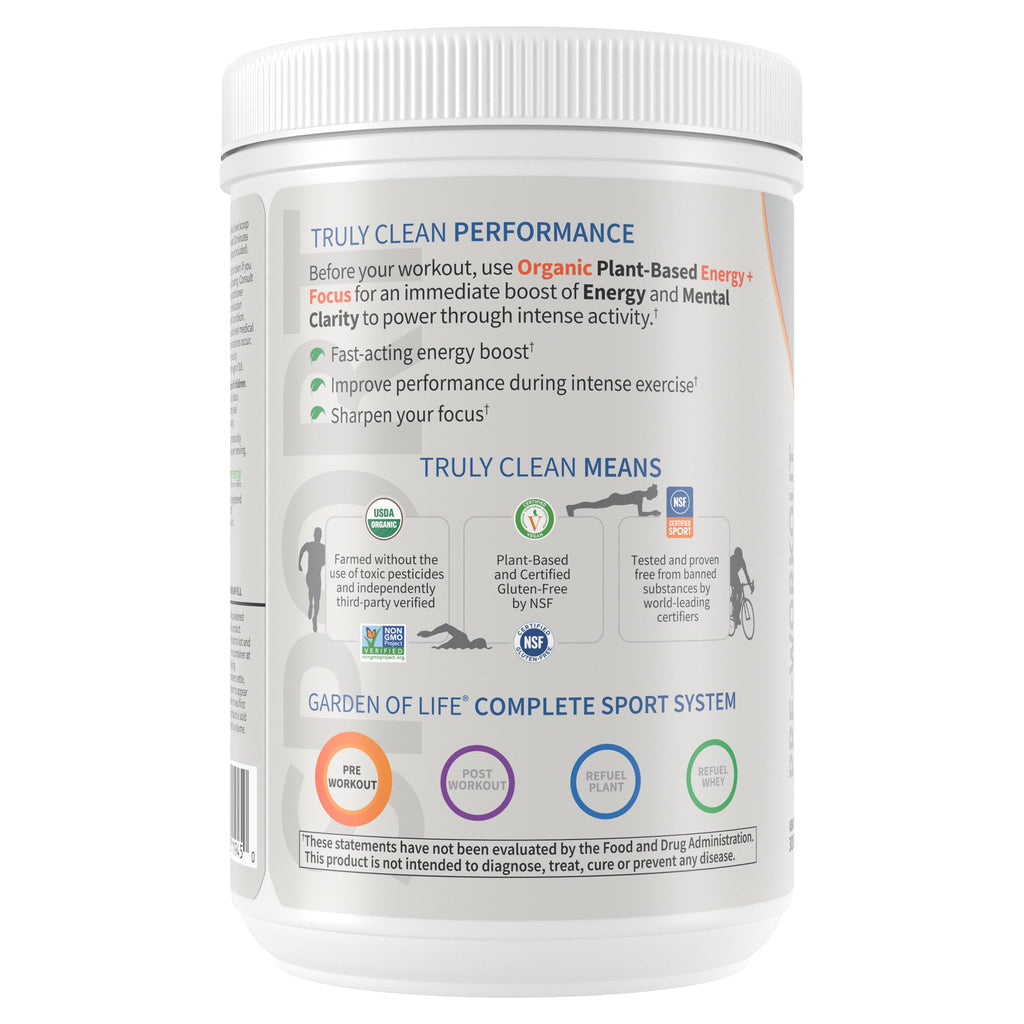 Garden of Life Sport Organic Plant Based Energy + Focus Clean Pre Workout Powder, with 85mg Caffeine, Natural No Booster, B12, Vegan, Gluten Free, Non-GMO, BlackBerry, 15.3 Oz Garden of Life Au supplements
