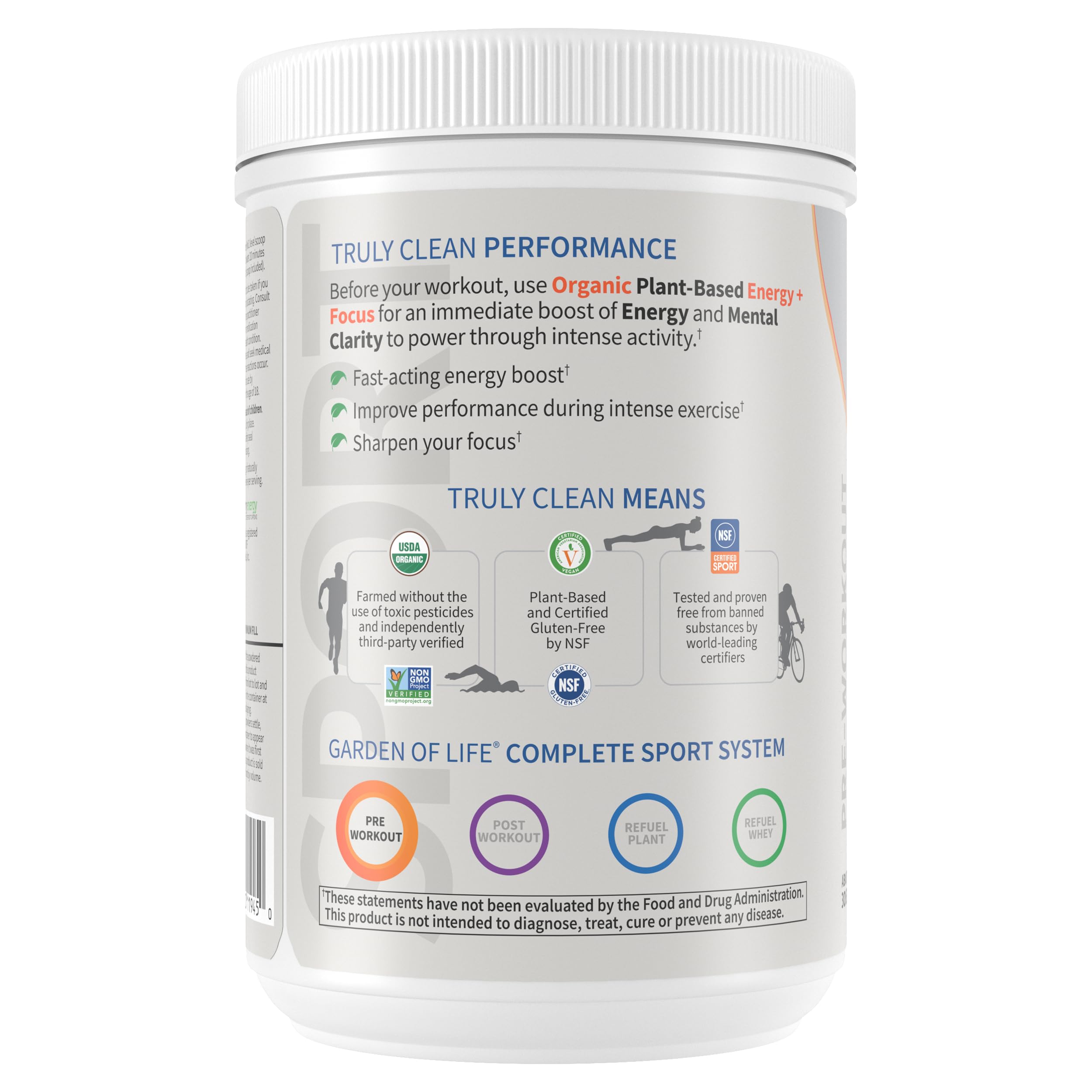 Garden of Life Sport Organic Plant Based Energy + Focus Clean Pre Workout Powder, with 85mg Caffeine, Natural No Booster, B12, Vegan, Gluten Free, Non-GMO, BlackBerry, 15.3 Oz Garden of Life Au supplements