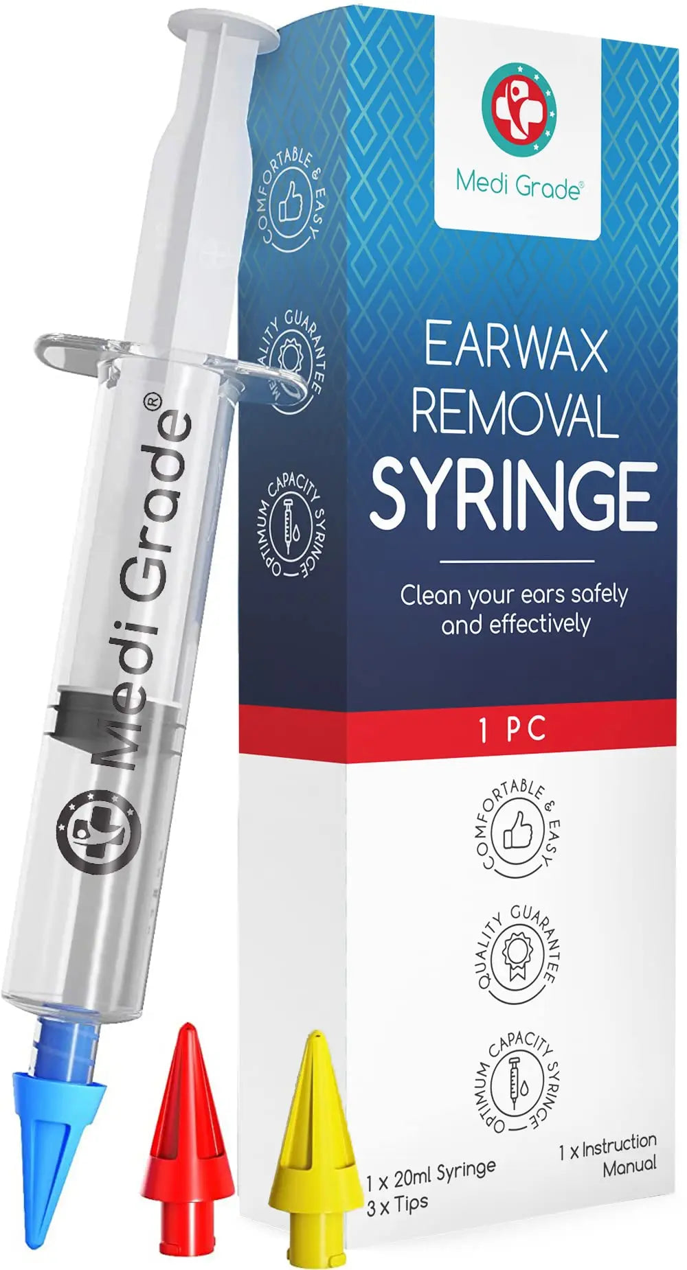 Medi Grade Ear Syringe Ear Wax Removal Kit with 3 Quad-stream Tips Medi Grade Au supplements