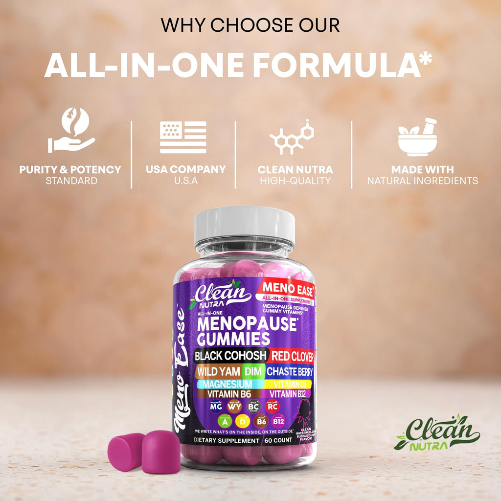 Menopause Supplement for Women Gummies with Black Cohosh, Wild Yam, DIM, Magnesium, Red Clover Chasteberry for Hormone Balance Relief Night Sweats Mood Plus Bergamot, Vitamin D3, Vitamin B6 B12 Clean Nutraceuticals Au supplements