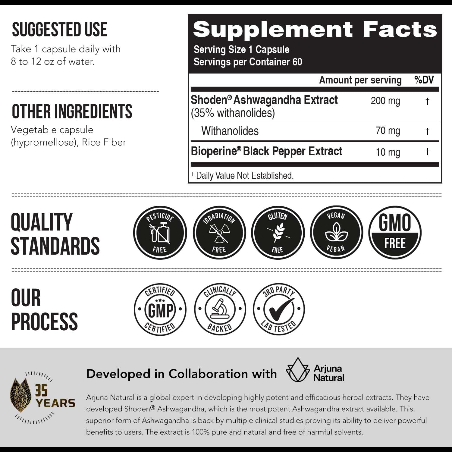 Ashwa-70®: Ashwagandha Extract - 35% Withanolides | Max Strength, Highest Withanolide Concentration - Mood & Performance - Enhanced Absorption with BioPerine® Black Pepper (60 Capsules) Triquetra Health Au supplements