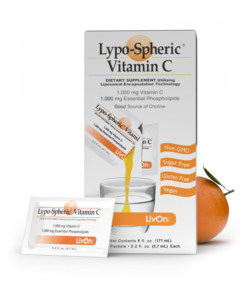 LivOn Laboratories Lypo–Spheric Liposomal Vitamin C 1000mg - No Sugar, Immune Support, Plant Based - Easy to Swallow, Absorbable - Non–GMO, Gluten Free