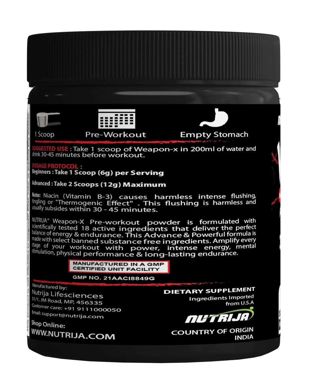 NutriJa Weapon-X Pre-Workout Powder with 21 Active Ingredients - 3 Best Forms of Creatine NutriJa Au supplements