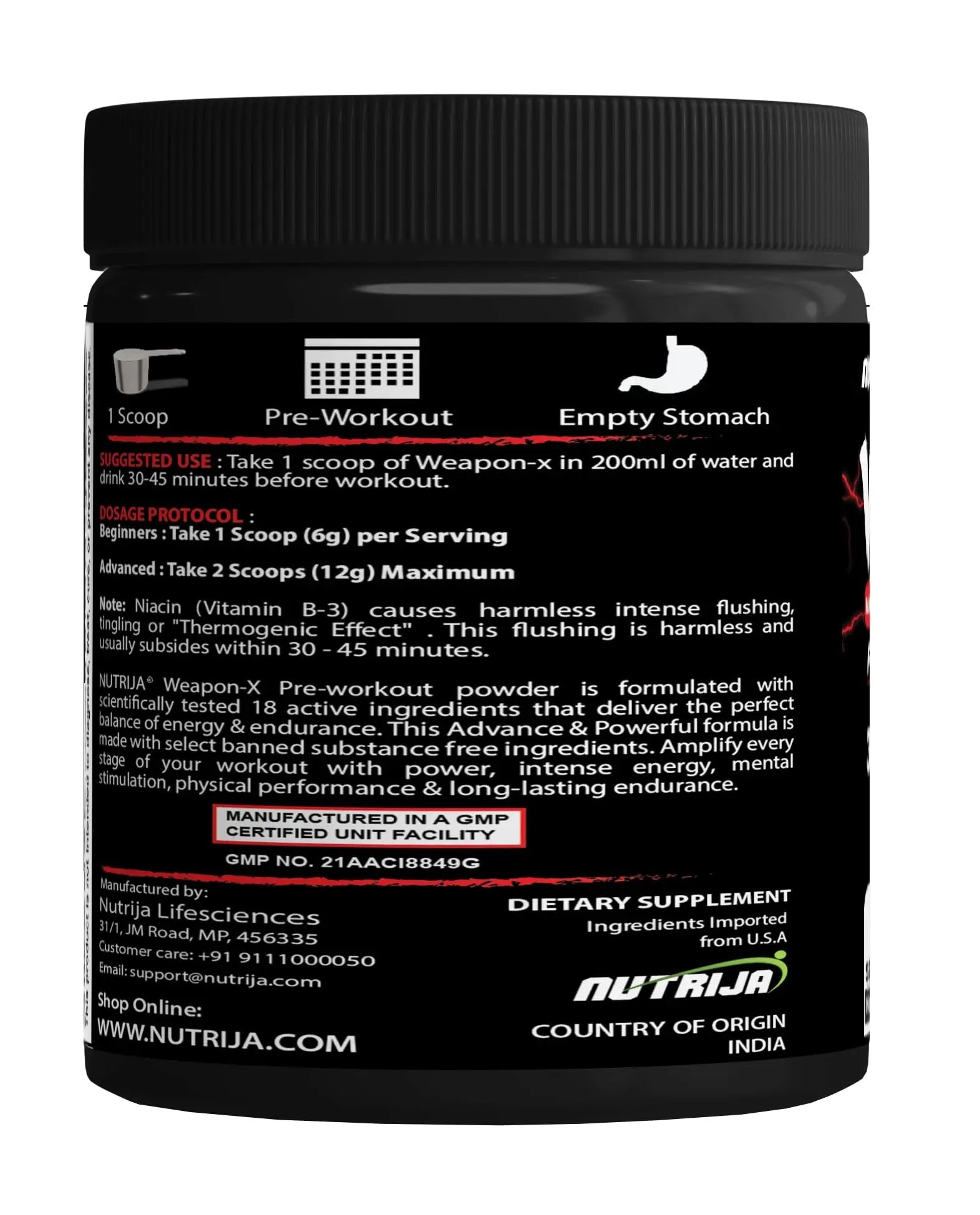 NutriJa Weapon-X Pre-Workout Powder with 21 Active Ingredients - 3 Best Forms of Creatine NutriJa Au supplements