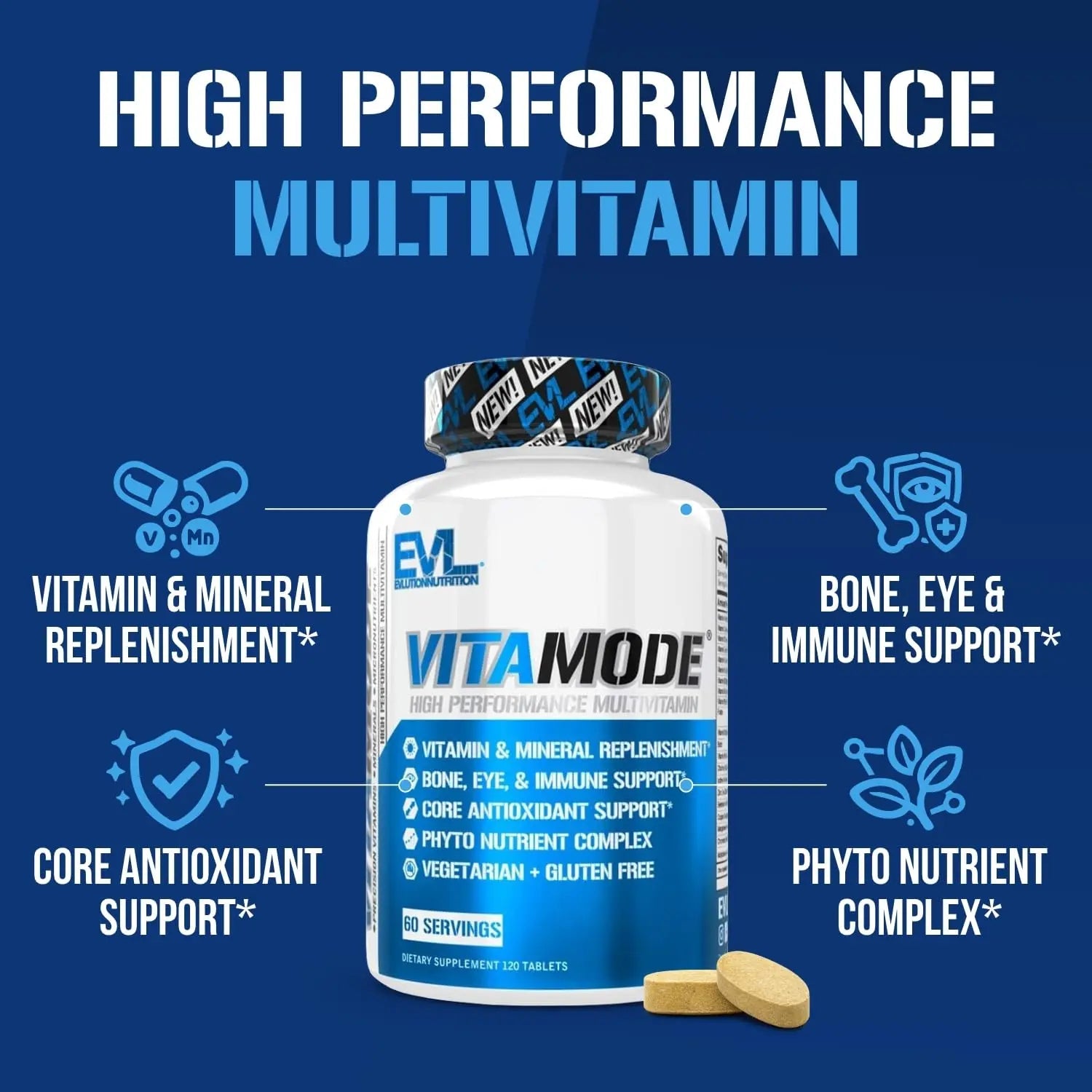 EVL Advanced Daily Multivitamin - Men's Multivitamin with Essential Minerals Phytonutrient Complex and VitaMode Active Mens Vitamins for Energy Evlution Au supplements