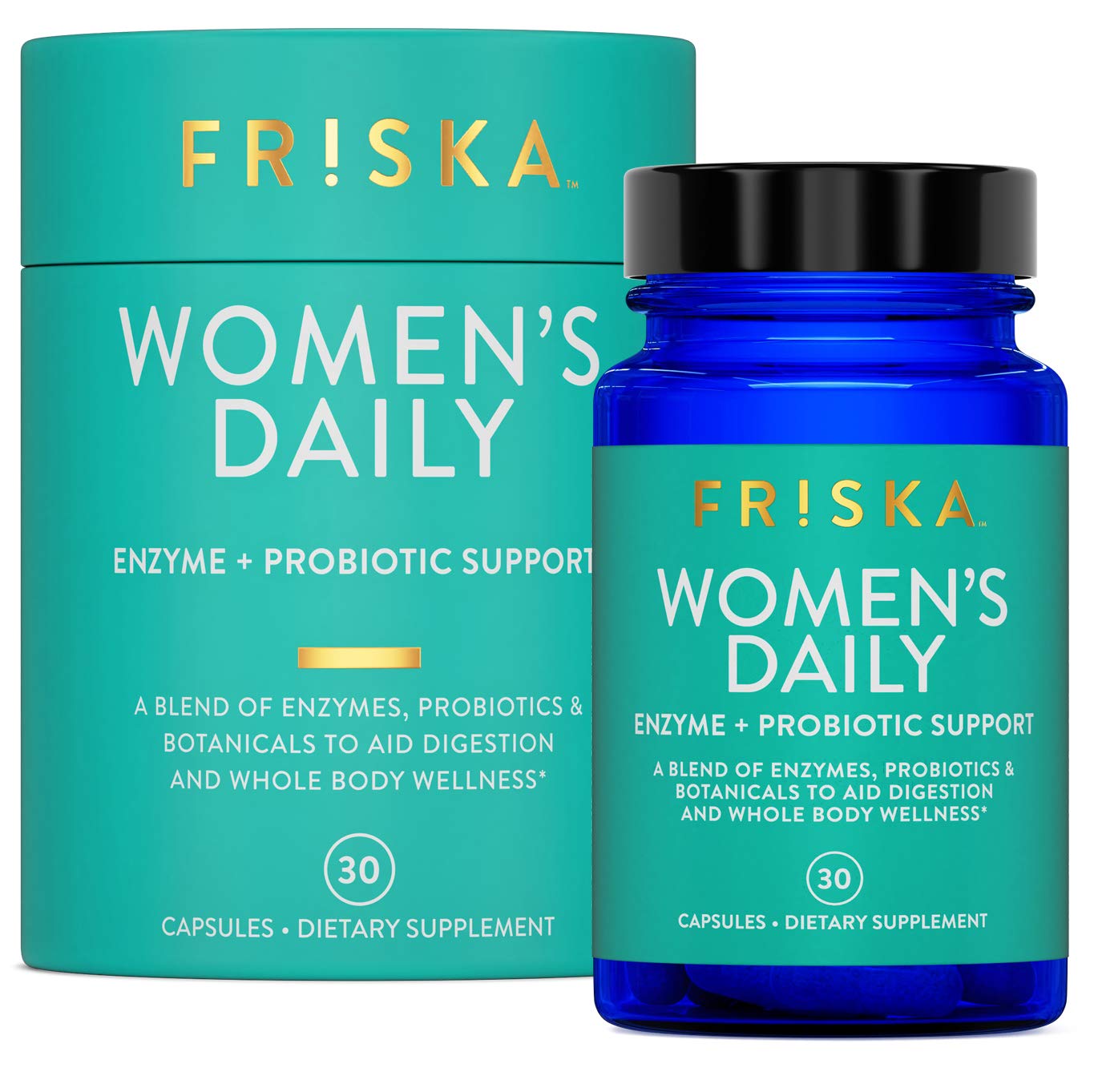 FRISKA Women’s Daily Digestive Enzyme and Probiotics Supplement, Advanced Natural Support for Female Digestive Health, Fights Bloating, Eases Digestion, Supports Nutrient Absorption, 30 Capsules FR!SKA Au supplements