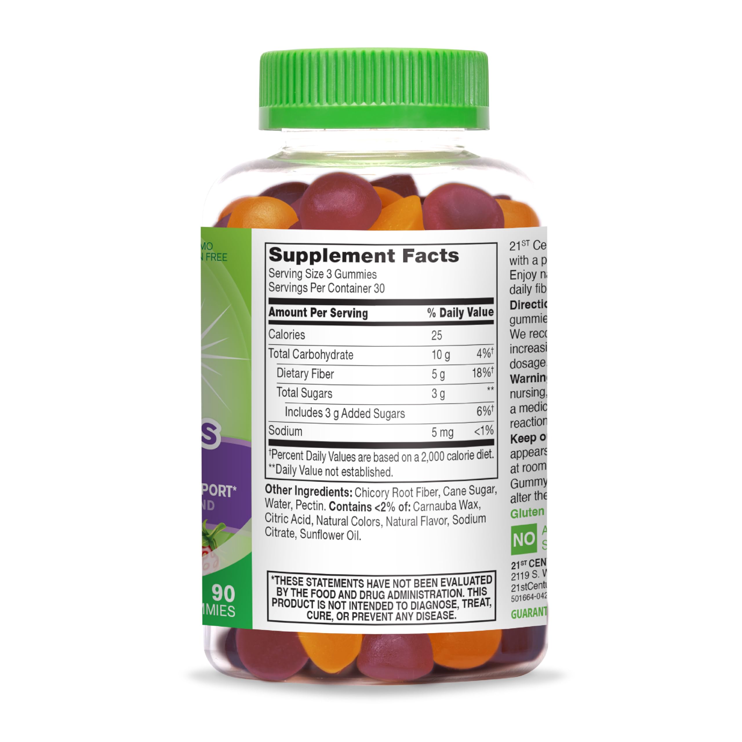 21st Century VitaJoy Fiber Gummies (Fruit Flavored, 90 Count), 5 g Fiber Per Serving for Digestive Support, Pectin-Based Prebiotic Gummies, Non-GMO, Vegan, Gluten Free,