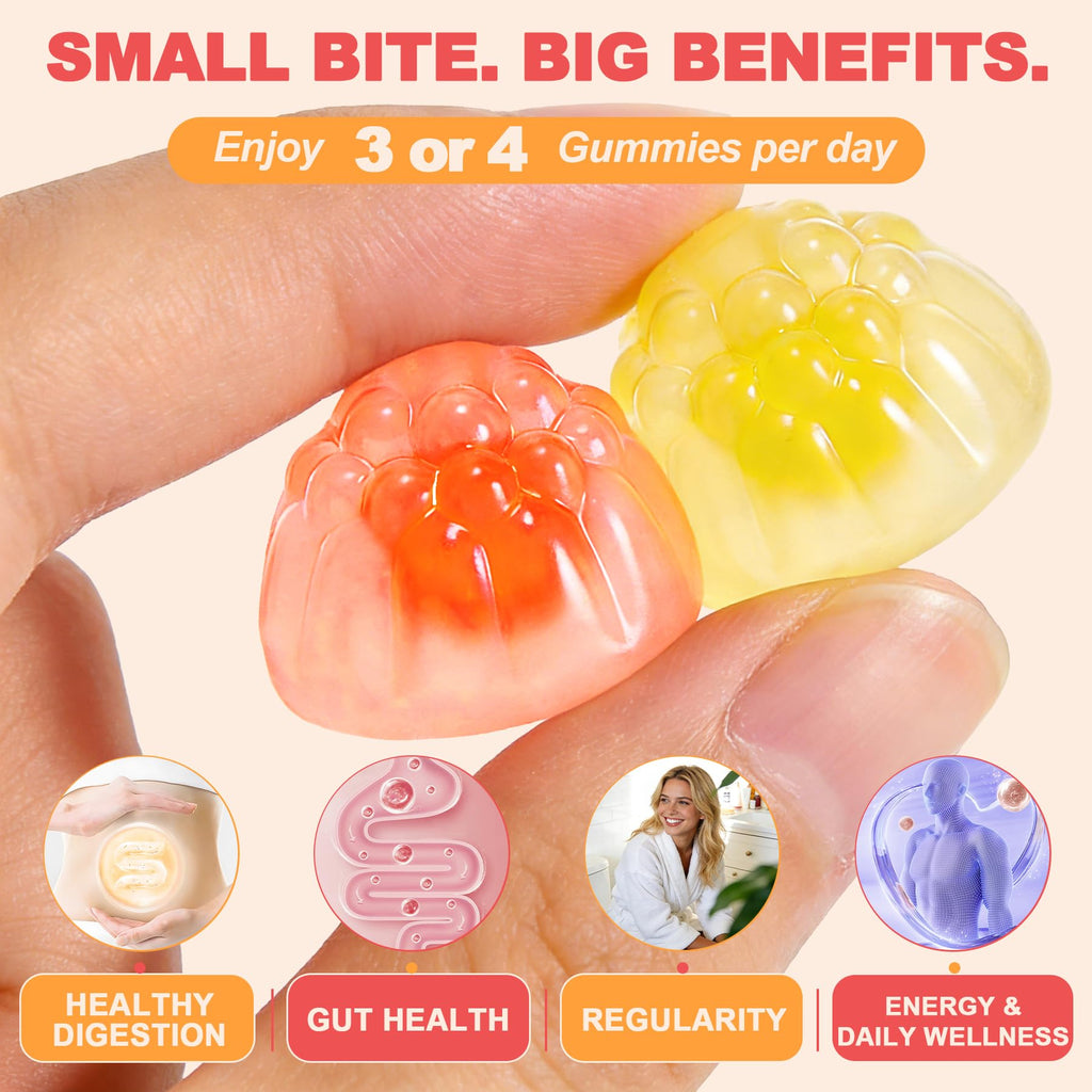 10g Fiber Gummies for Adults with Probiotics, Sugar Free Fiber Supplement with Organic Super Greens & Digestive Enzymes, Supports Gut Health,