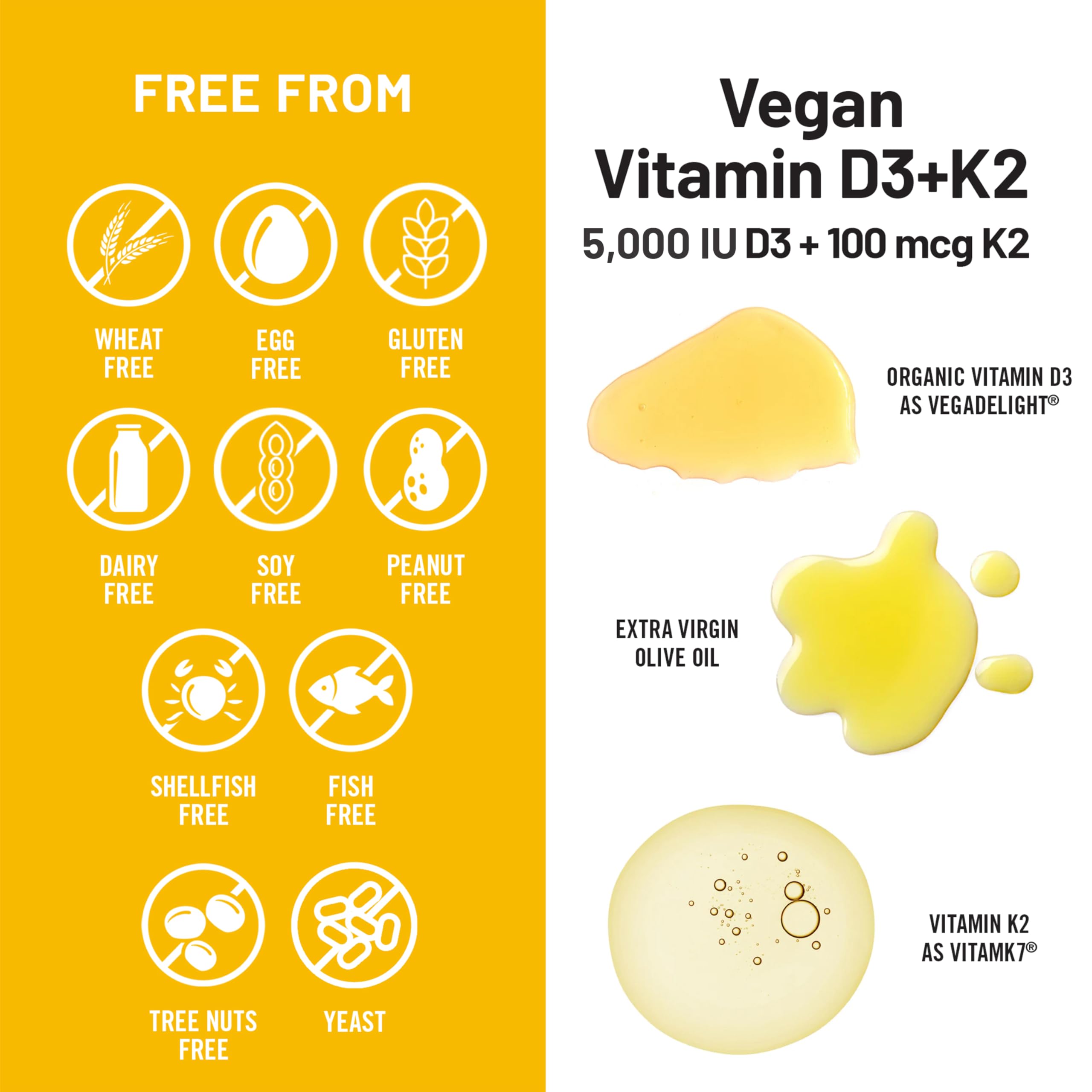 NatureWise Vegan Vitamin D3 + K2 - Natural D3 5000IU + Natural Vitamin K2 100mcg - Bone Support - High Absorption