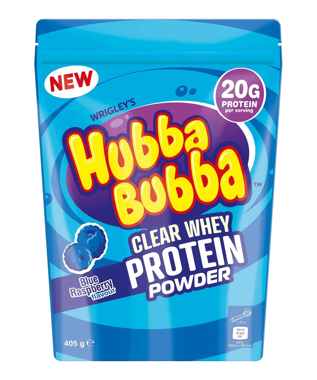 Hubba Bubba Blue Raspberry Clear Whey Isolate, Protein Powder Drink, 405g Pouch Hubba Bubba Au supplements