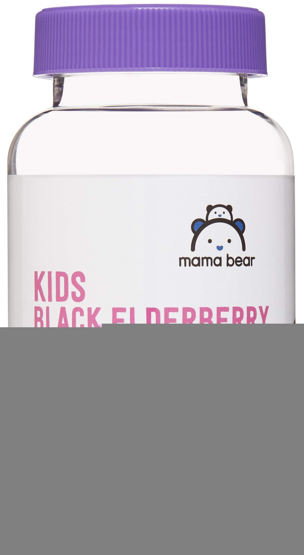 Amazon Brand - Mama Bear, Vegetarian Kids Black Elderberry Gummies 300 mg with Vitamins C, D, E and Zinc - Immune System Support