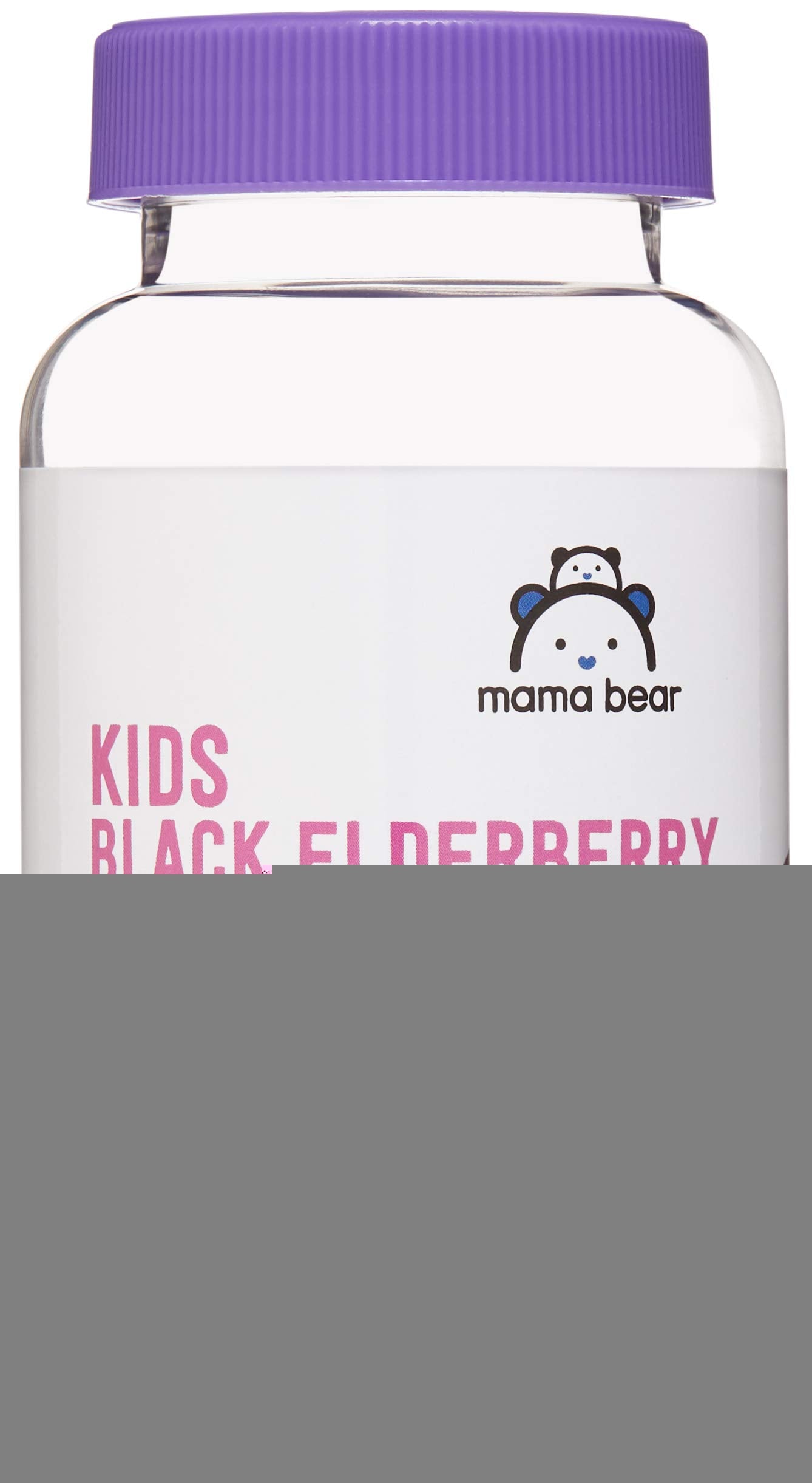 Amazon Brand - Mama Bear, Vegetarian Kids Black Elderberry Gummies 300 mg with Vitamins C, D, E and Zinc - Immune System Support