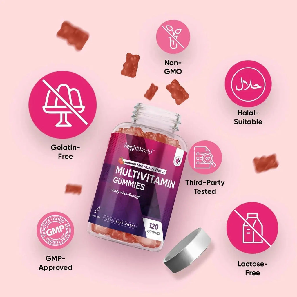 WeightWorld Adult Multivitamin Gummies for Women & Men of All Age - Halal-Suitable with Key Ingredients Like Vitamin A, C, D3, B6, B12 & Biotin WeightWorld Au supplements