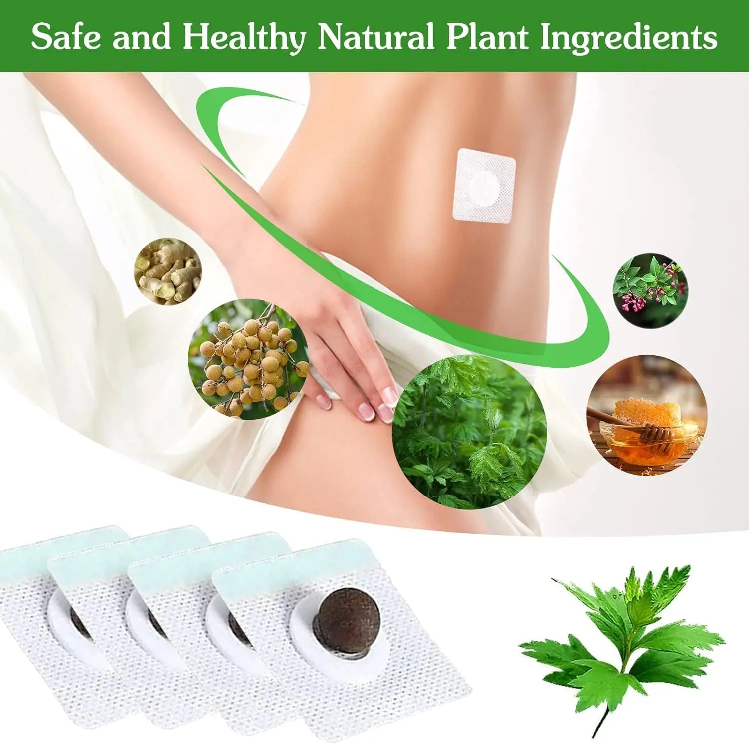 Mugwort Belly Patch,30Pcs Natural Wormwood Essence Pills and 30Pcs Belly Sticker, Moxa Hot BENJEN Au supplements