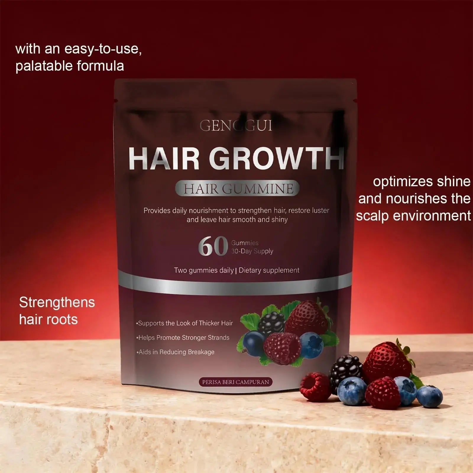 GENGGUI Hair Growth Gummies for Women - Hair Vitamins with Biotin & Silica for Faster Growth - Hair Growth Accelerator Supplement GENGGUI Au supplements