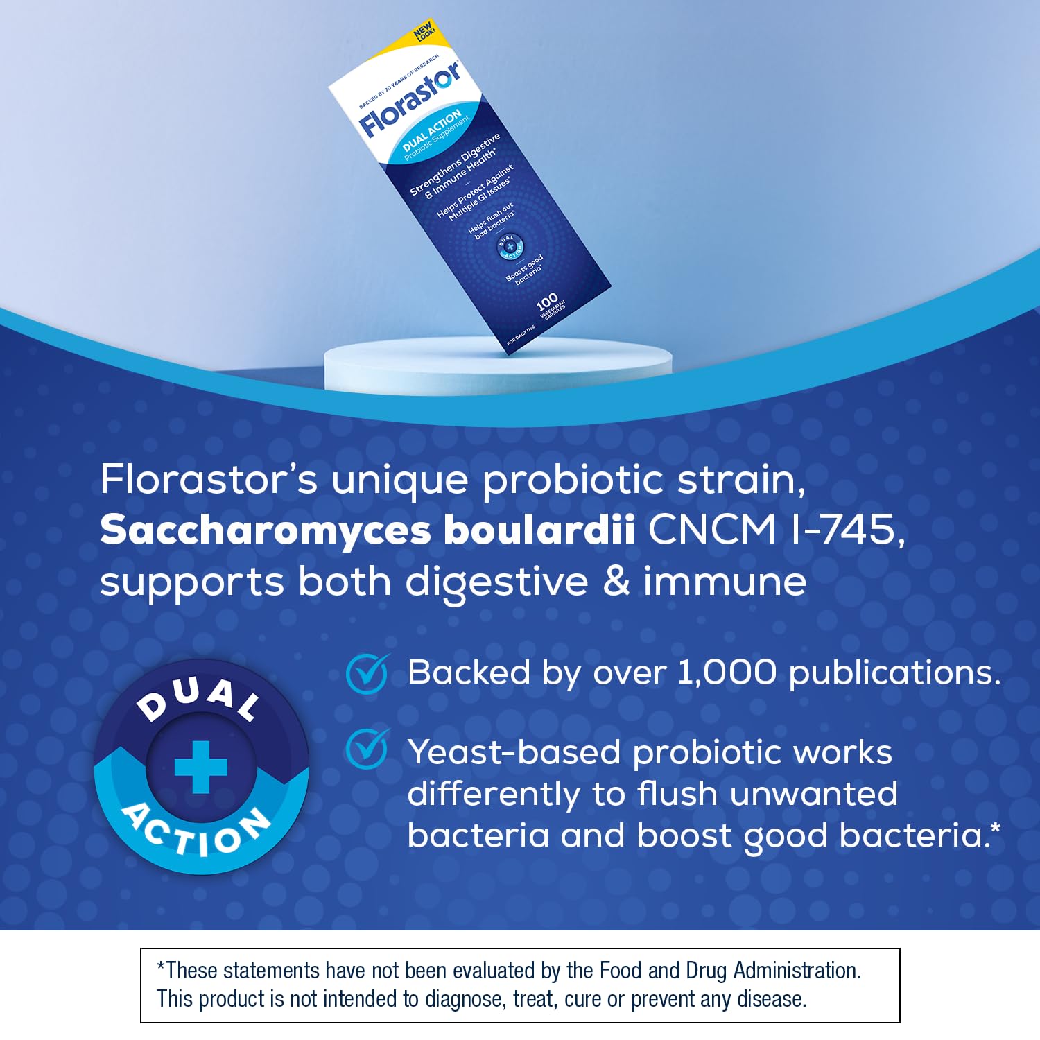 Florastor Probiotics for Digestive and Immune Health, 100 Capsules, Probiotics for Women & Men, Helps Flush Out Bad Bacteria, Boosts The Good with Our Unique Strain Saccharomyces Boulardii Florastor Au supplements