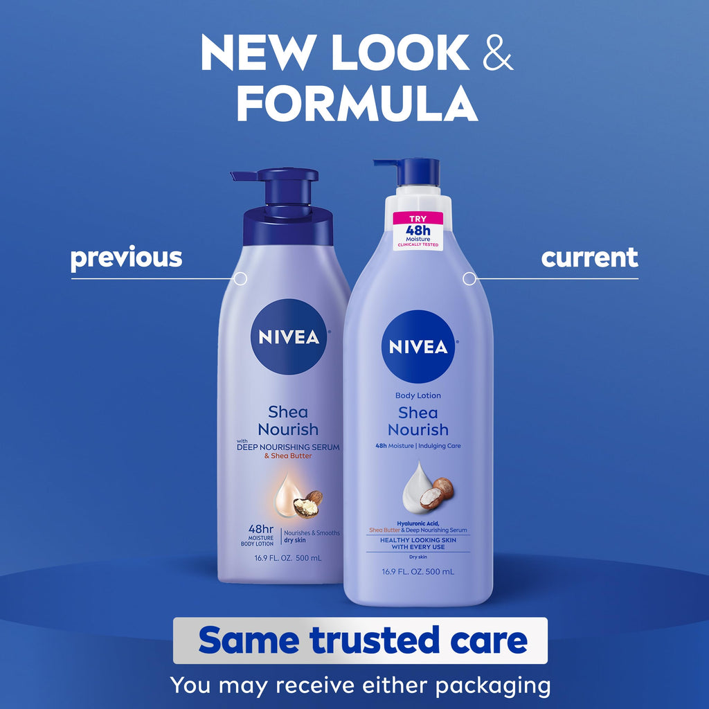 NIVEA Shea Nourish Body Lotion for Dry Skin with Hyaluronic Acid, Shea Butter and Deep Nourishing Serum