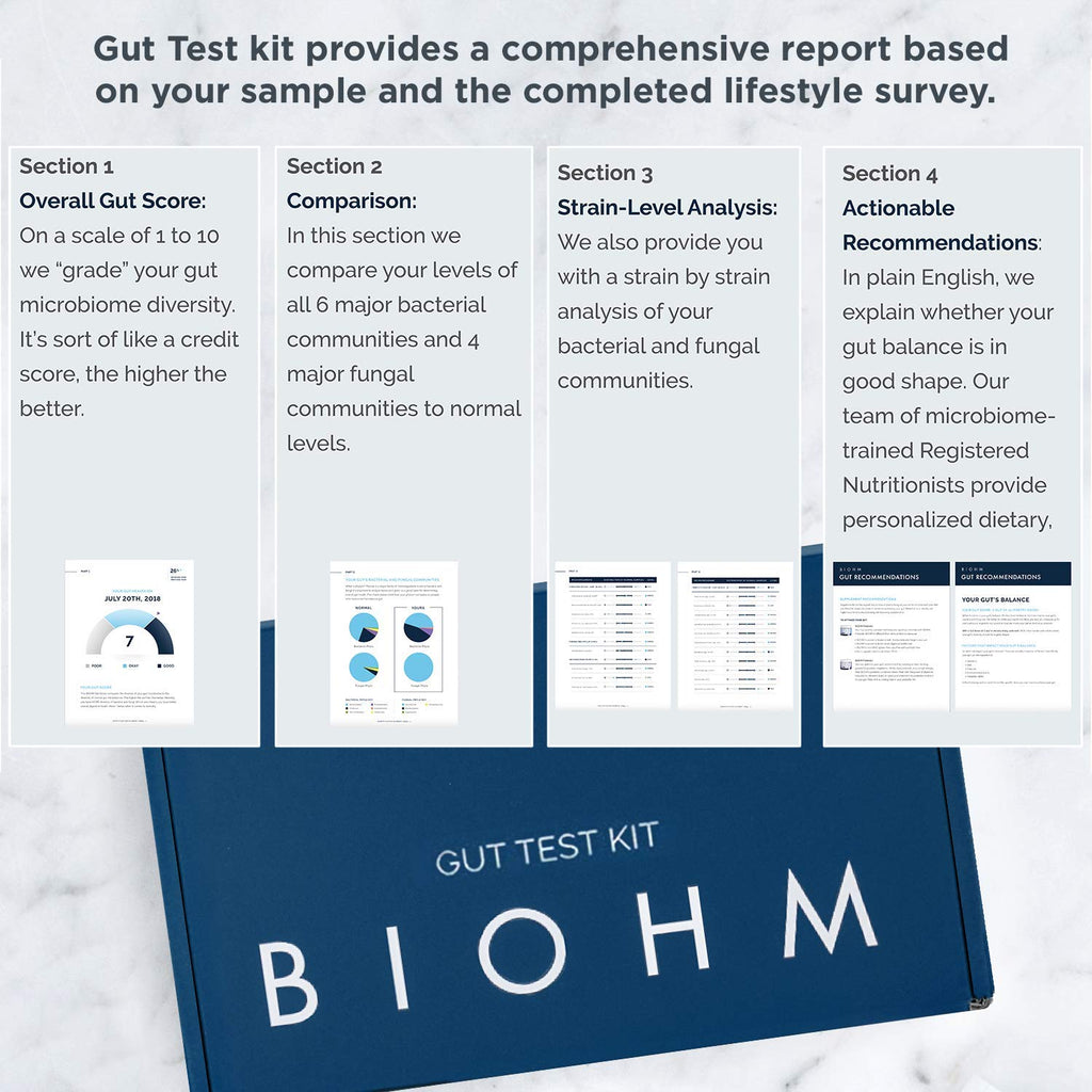 BIOHM Gut Health Test Kit for Microbiome and Digestive Health Analysis, Home Test Kit with Gut Score, Easy-to-Read Results and Actionable Recommendations BIOHM Au supplements