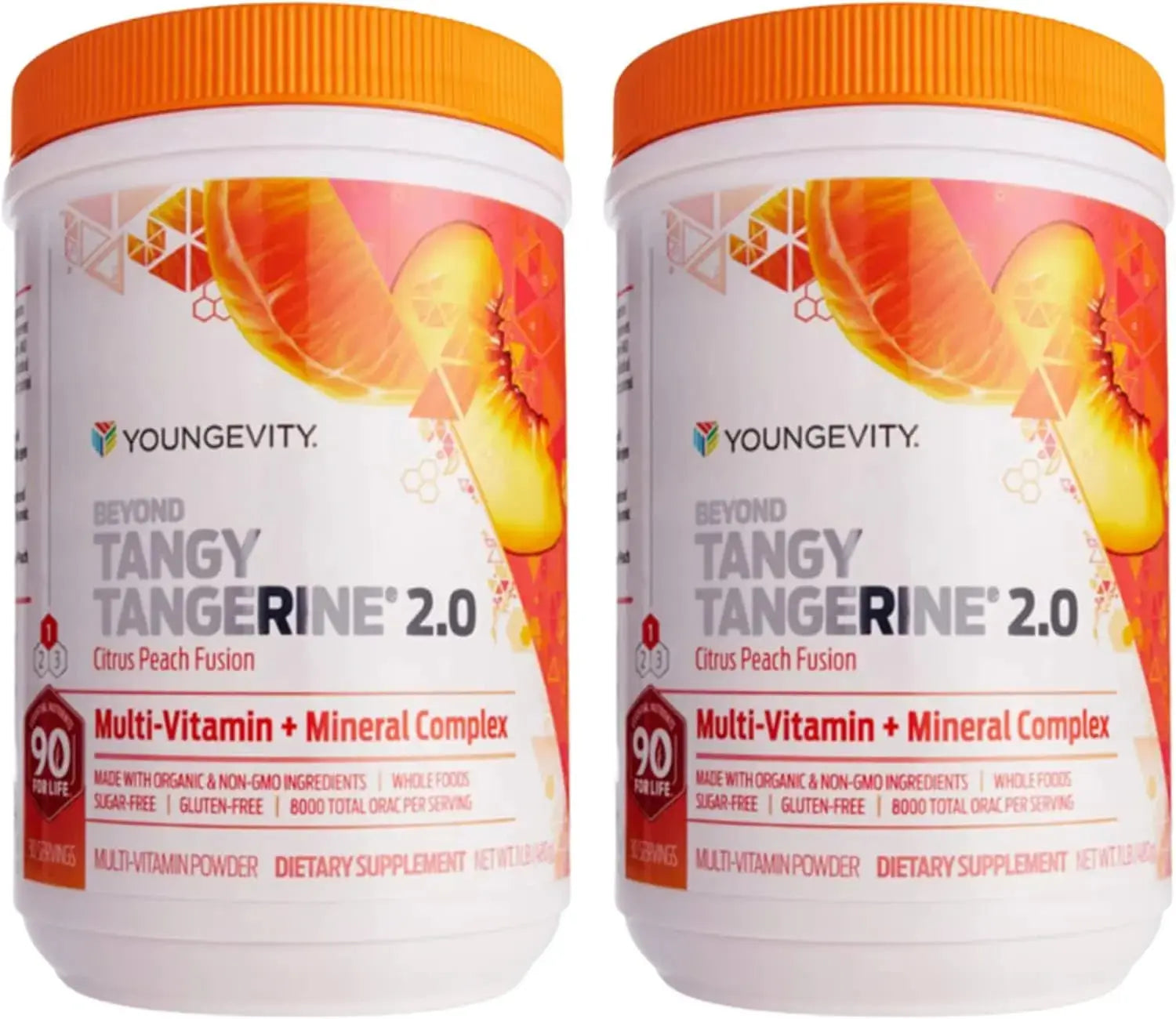 Youngevity Beyond Tangy Tangerine 2.0 Citrus Peach Ultimate Multi-Vitamin & Mineral Complex - Made with Natural & Whole Foods | 8,000 ORAC | 2 Canisters Youngevity Au supplements