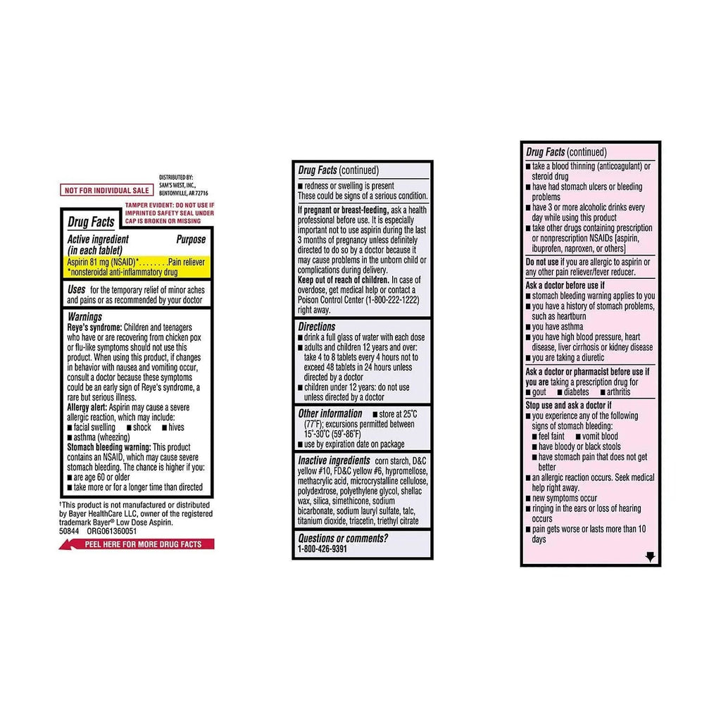 Members Mark 81 mg Low Strength Aspirin (730 Count) Outccogo Au supplements
