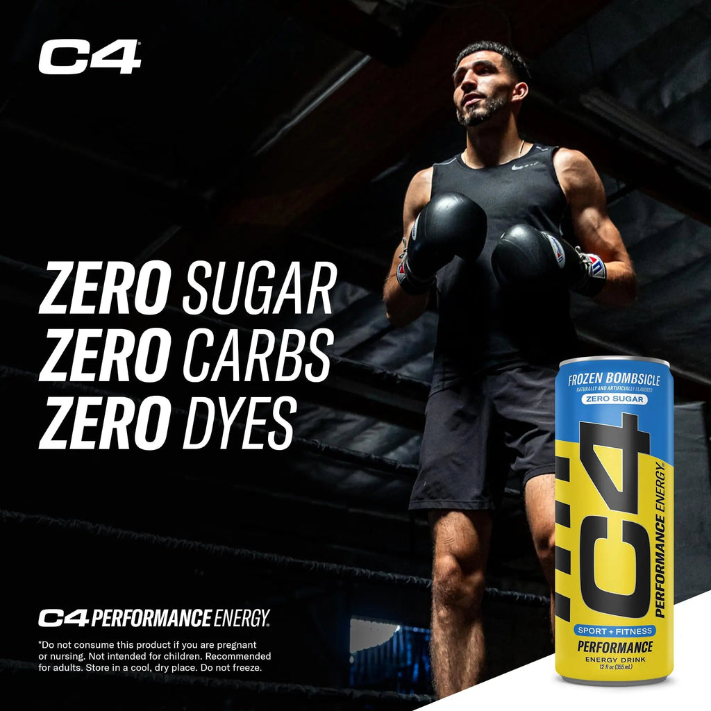 C4 Energy Drink 12oz (Pack of 24) - Frozen Bombsicle - Sugar Free Pre Workout Performance Cellucor Au supplements